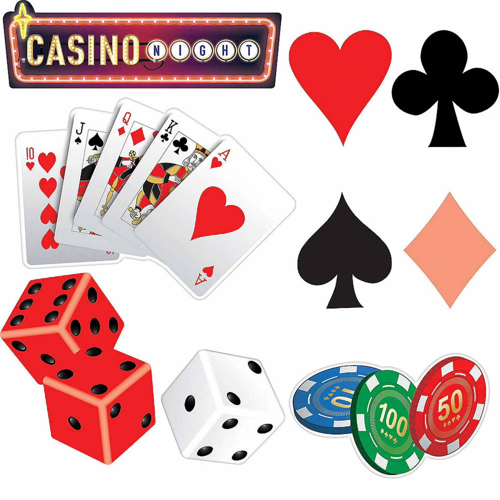 Casino Roll The Dice Cutout Wall Decorations (Pack of 30)
