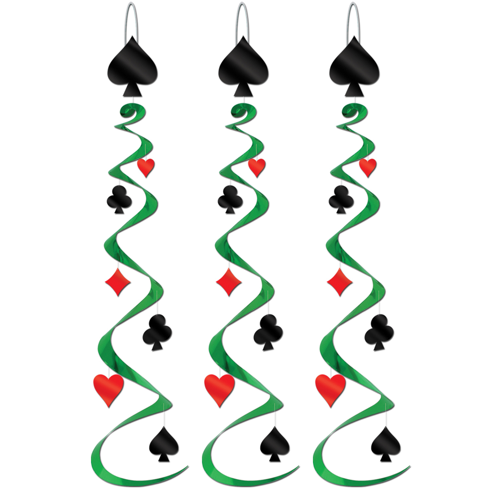 Poker Card Suit Swirl Decorations (Pack of 5)