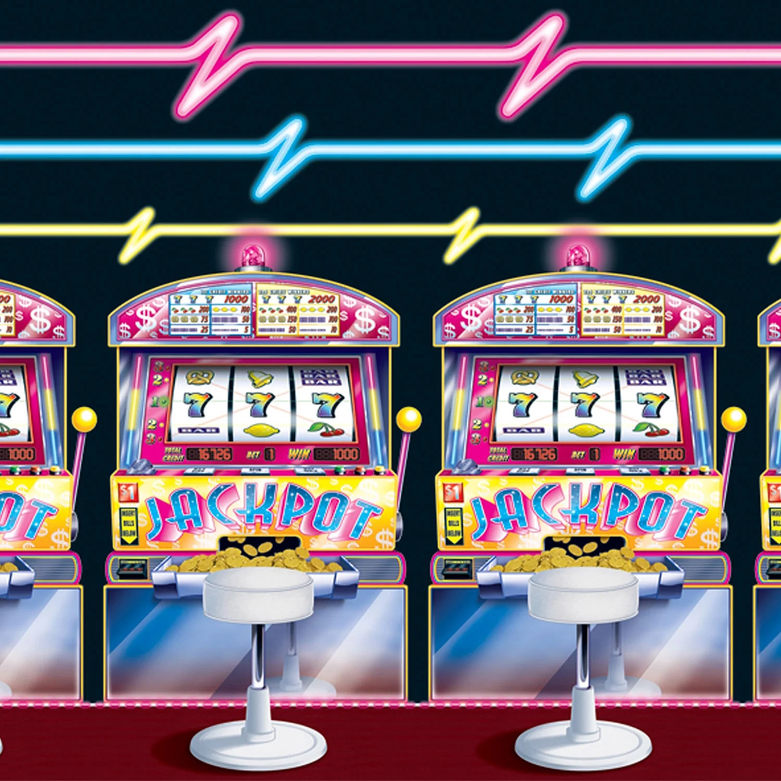 Neon Slot Machine Backdrop