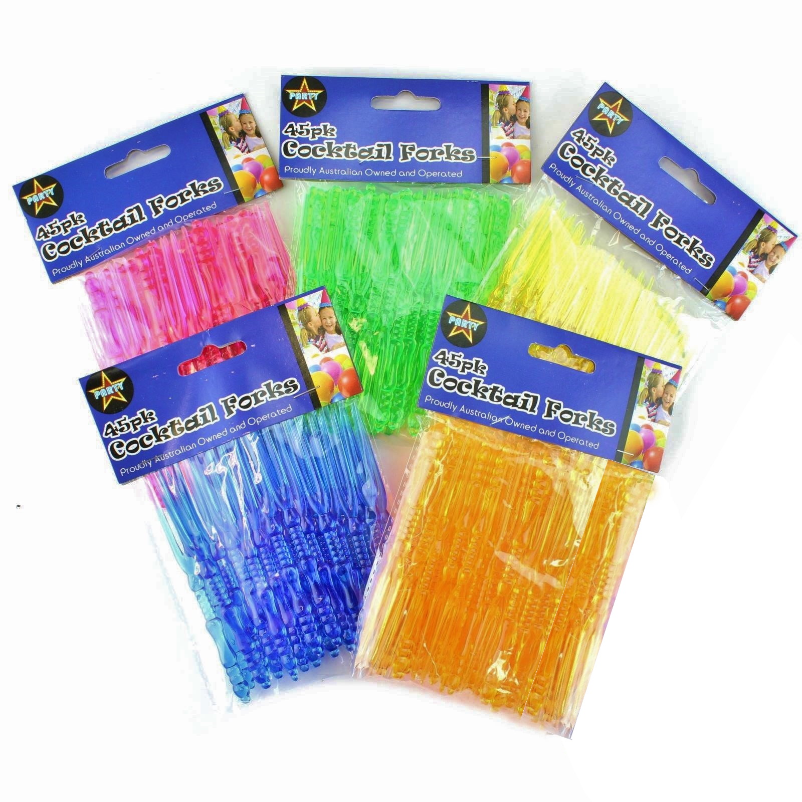 Plastic Coloured Cocktail Forks (Pack of 45)