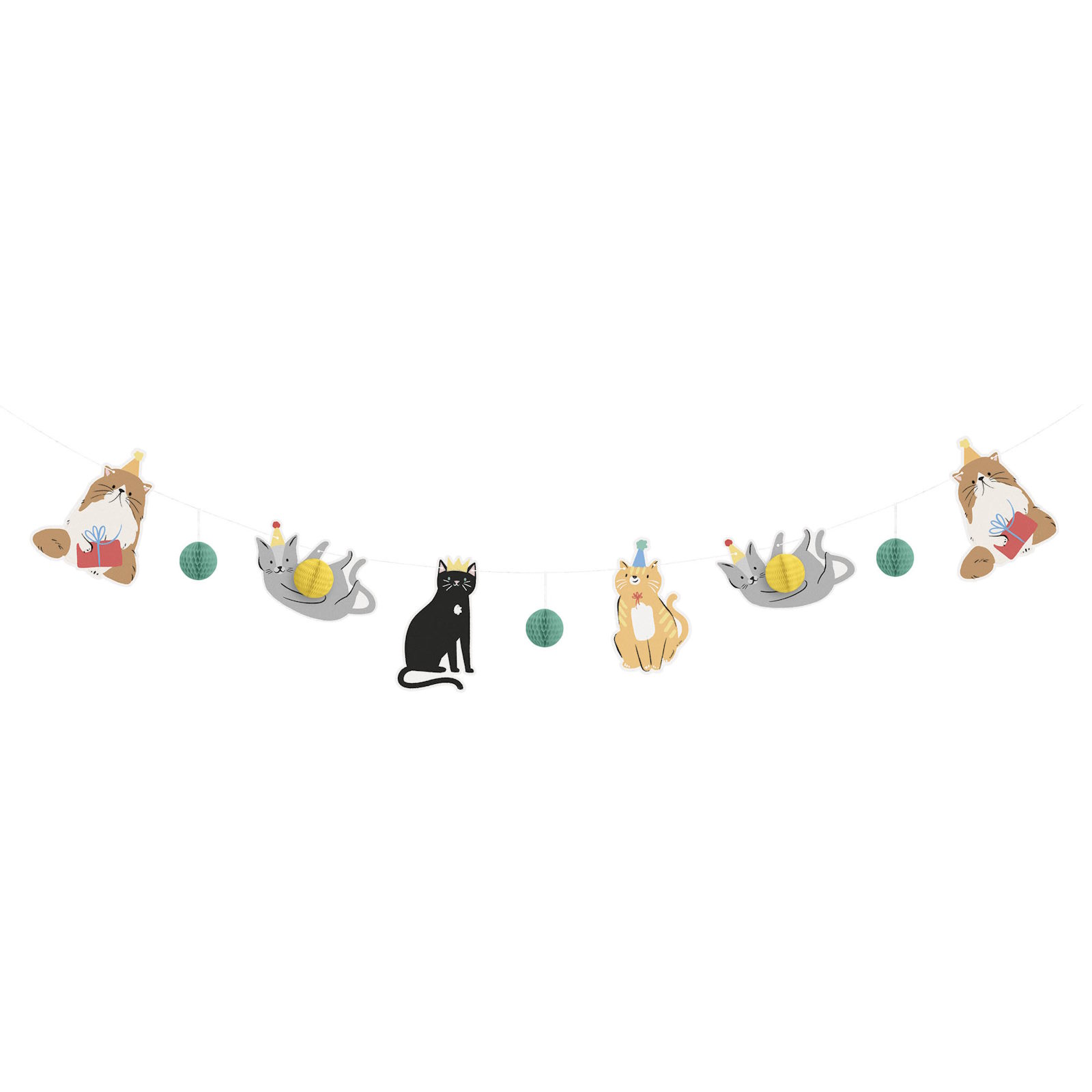 Pawty Animal Cat Honeycomb Ball Garland Banner 2.1m 