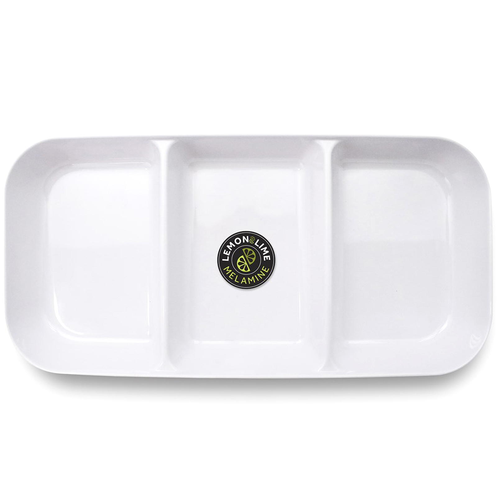 White Rounded Melamine 3 Section Tray 32.5cm x 15.5cm