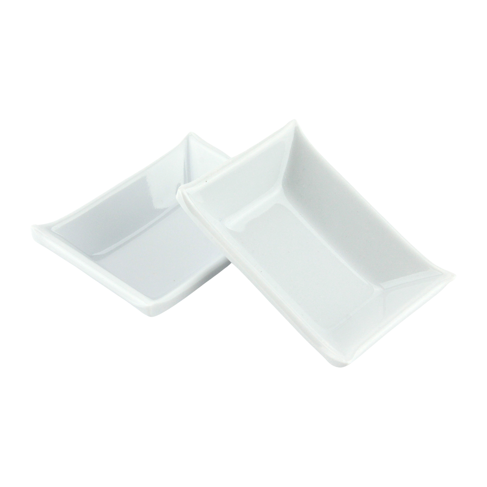 White Rectangle Melamine Sauce Dishes 8.6cm x 6.2cm (2 Pack) 