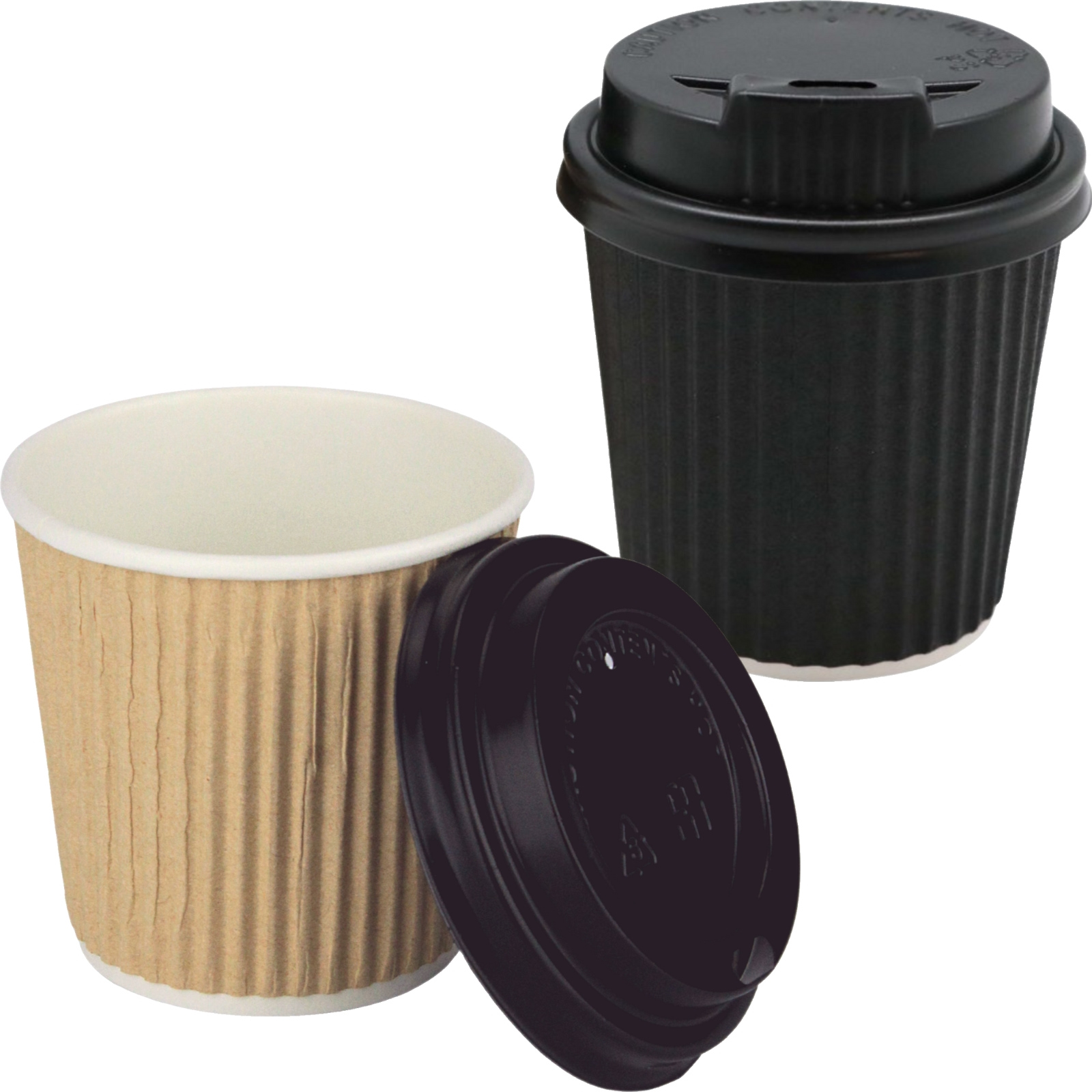 Ripple Double Wall 120ml Paper Coffee Cups With Lids (Pack of 15)