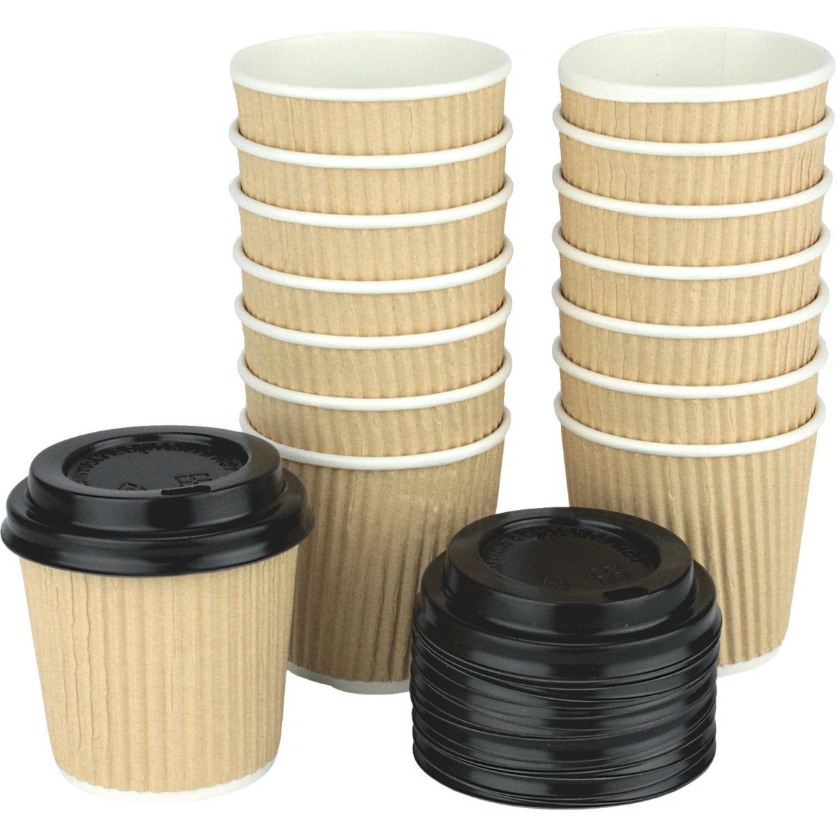 Ripple Double Wall 120ml Paper Coffee Cups With Lids (Pack of 15 ...
