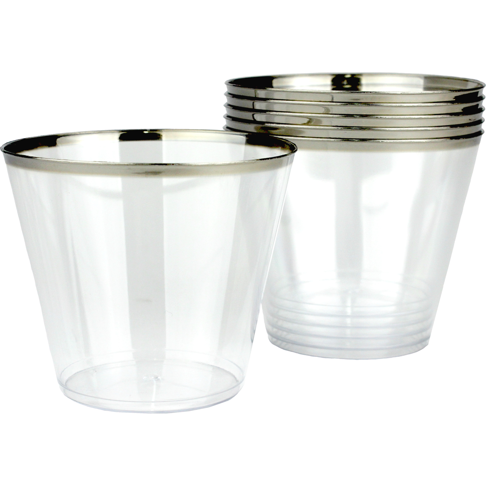 Silver Trim Tumbler Cups (Pack of 6)
