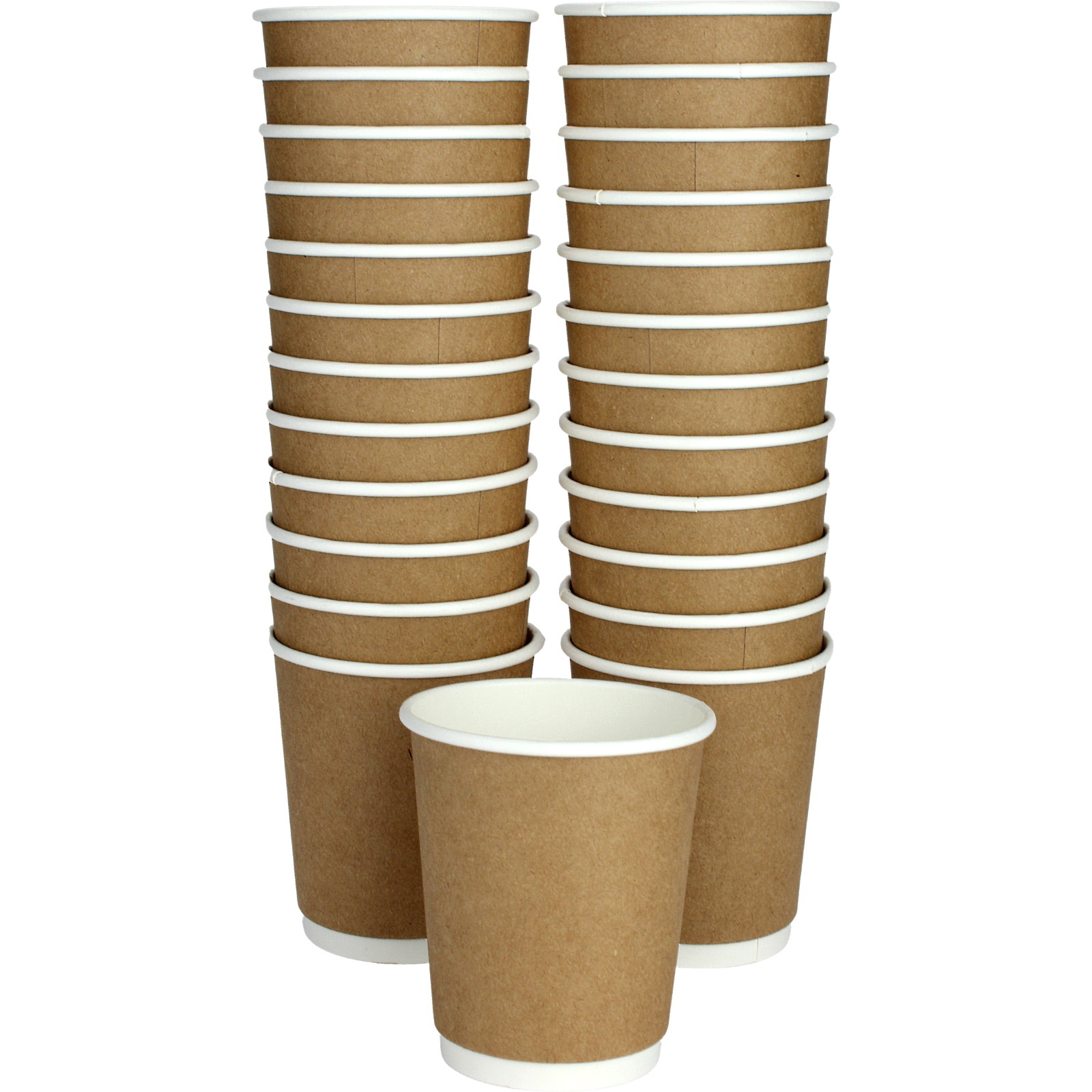 Double Wall Kraft Paper Coffee Cups 250ml (Pack of 25)
