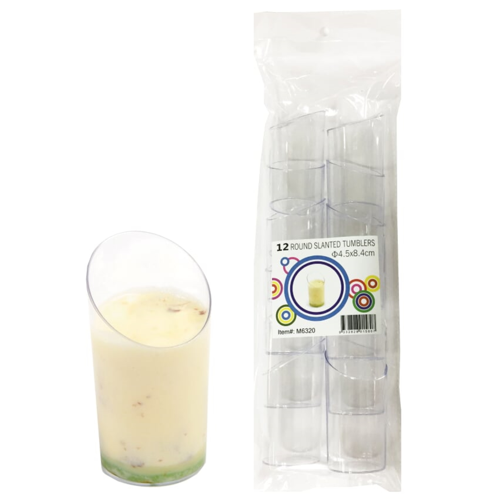 Mini Plastic Round Slanted Dessert Cups 80ml (Pack of 12)