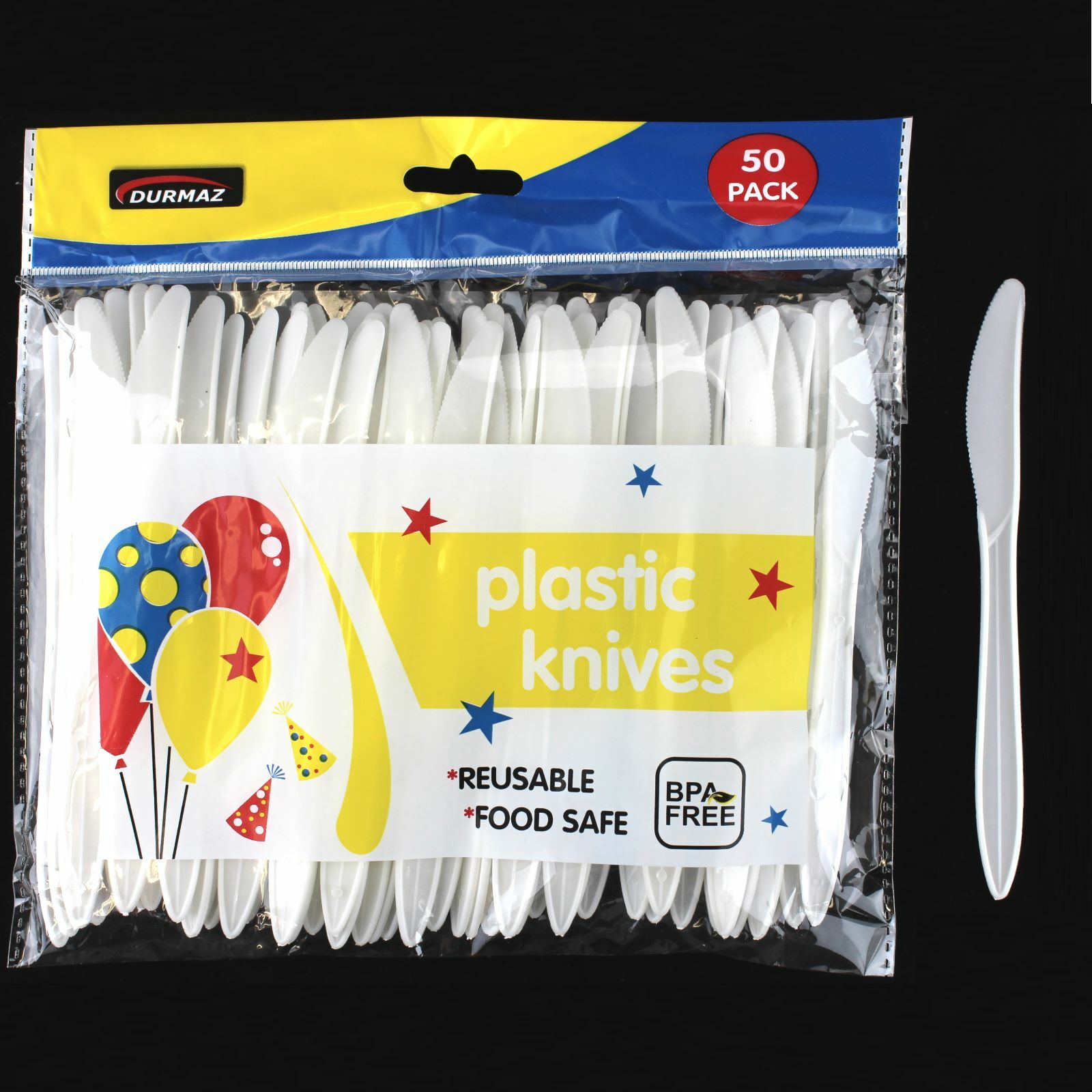 White Plastic Knives (Bulk Pack of 50)