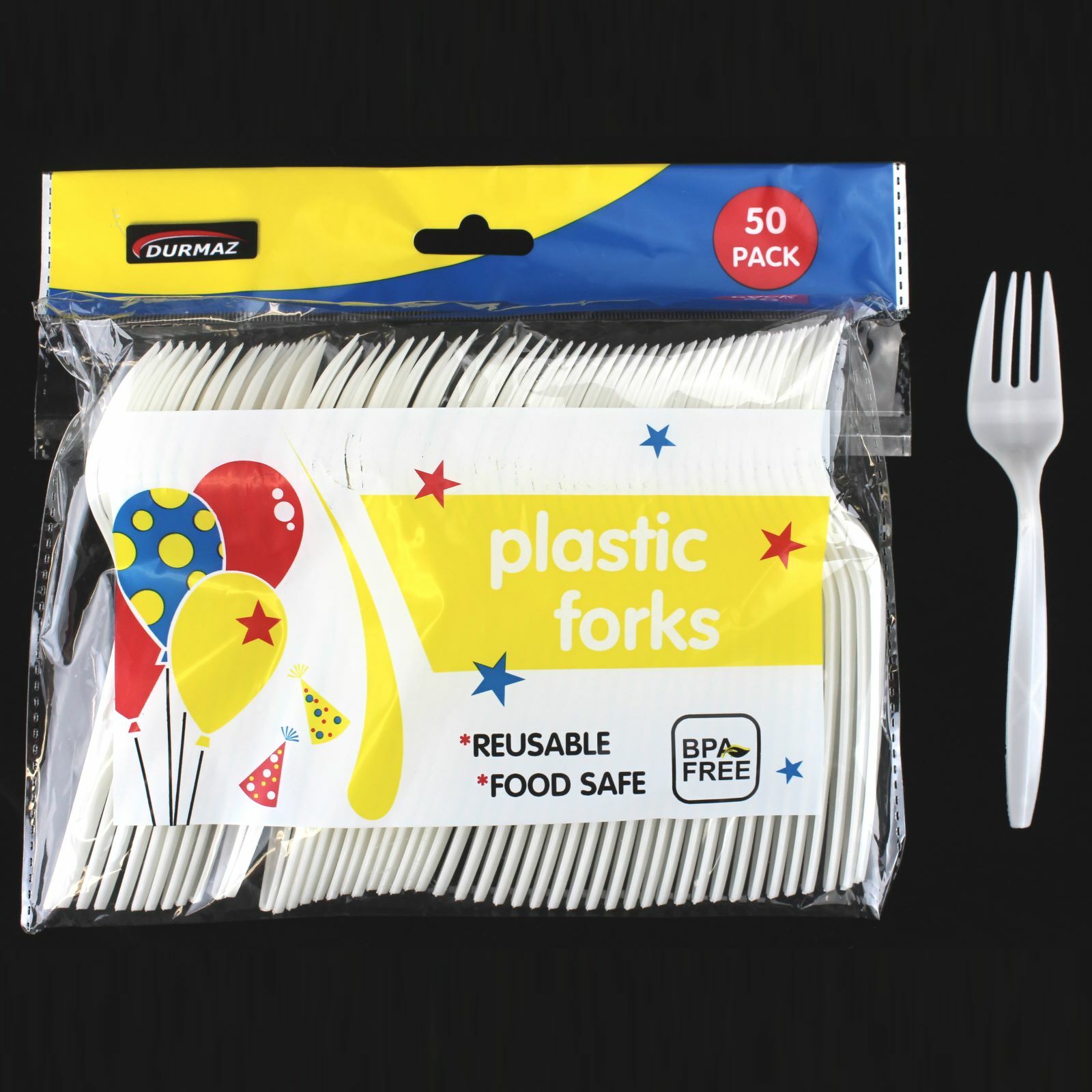 White Plastic Forks (Bulk Pack of 50)