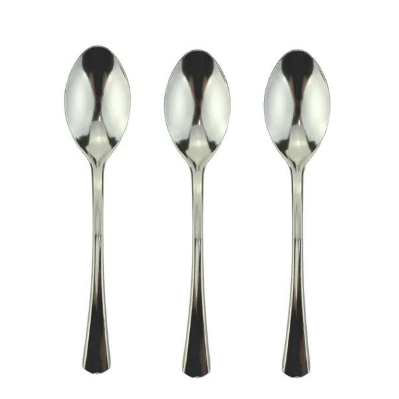 Stainless Steel Look Flair Reusable Plastic Spoons (Pack of 50)