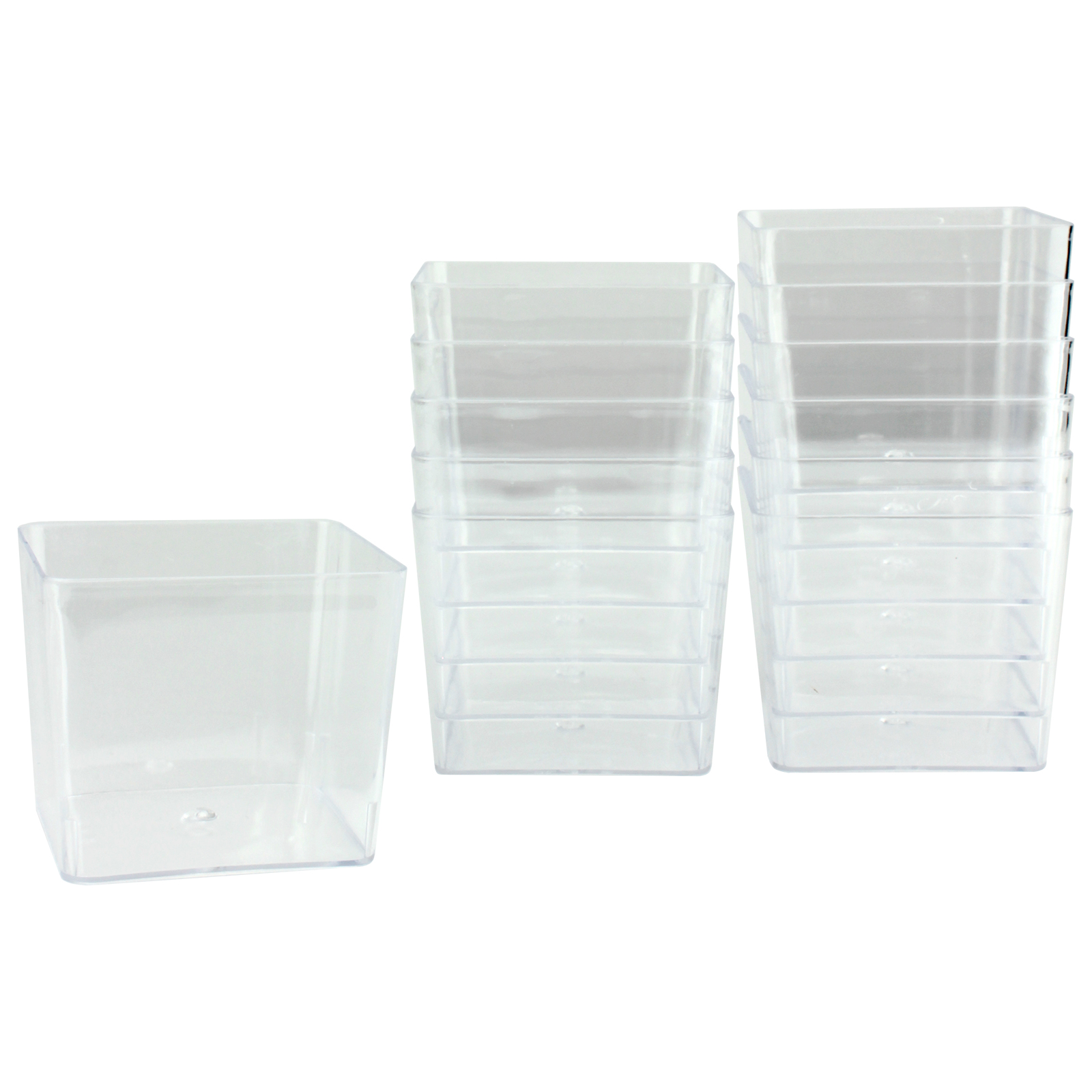 Clear Mini Plastic Square Dessert Cups 150ml (Pack of 12) 