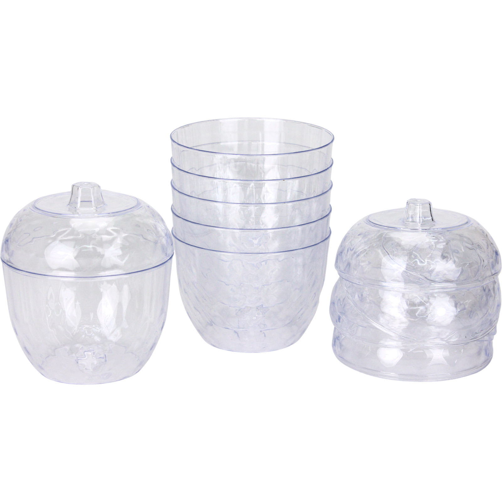 Small Plastic Diamond Dessert Cups With Lids 200ml (Pack of 6) 