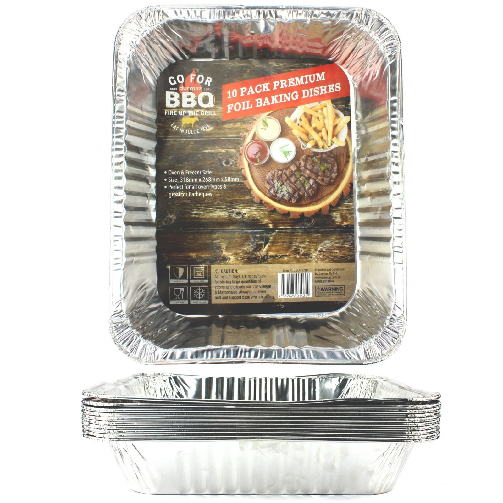 Large Foil Trays 31.8cm x 26.8cm x 5.8cm (Pack of 10)