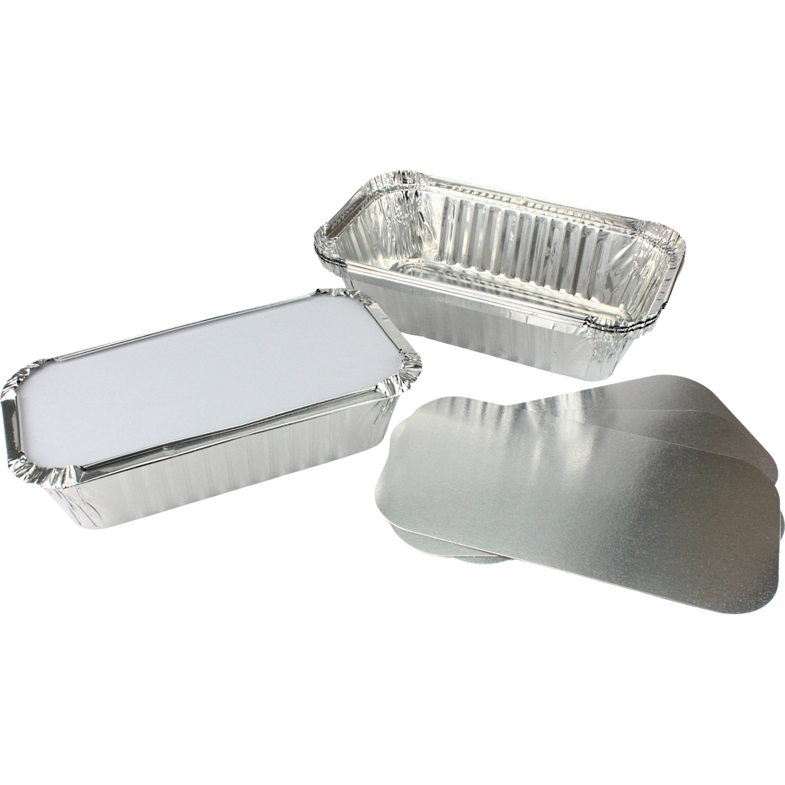 Foil Trays with Lids 20.5cm x 11cm x 5.5cm (Pack of 4)