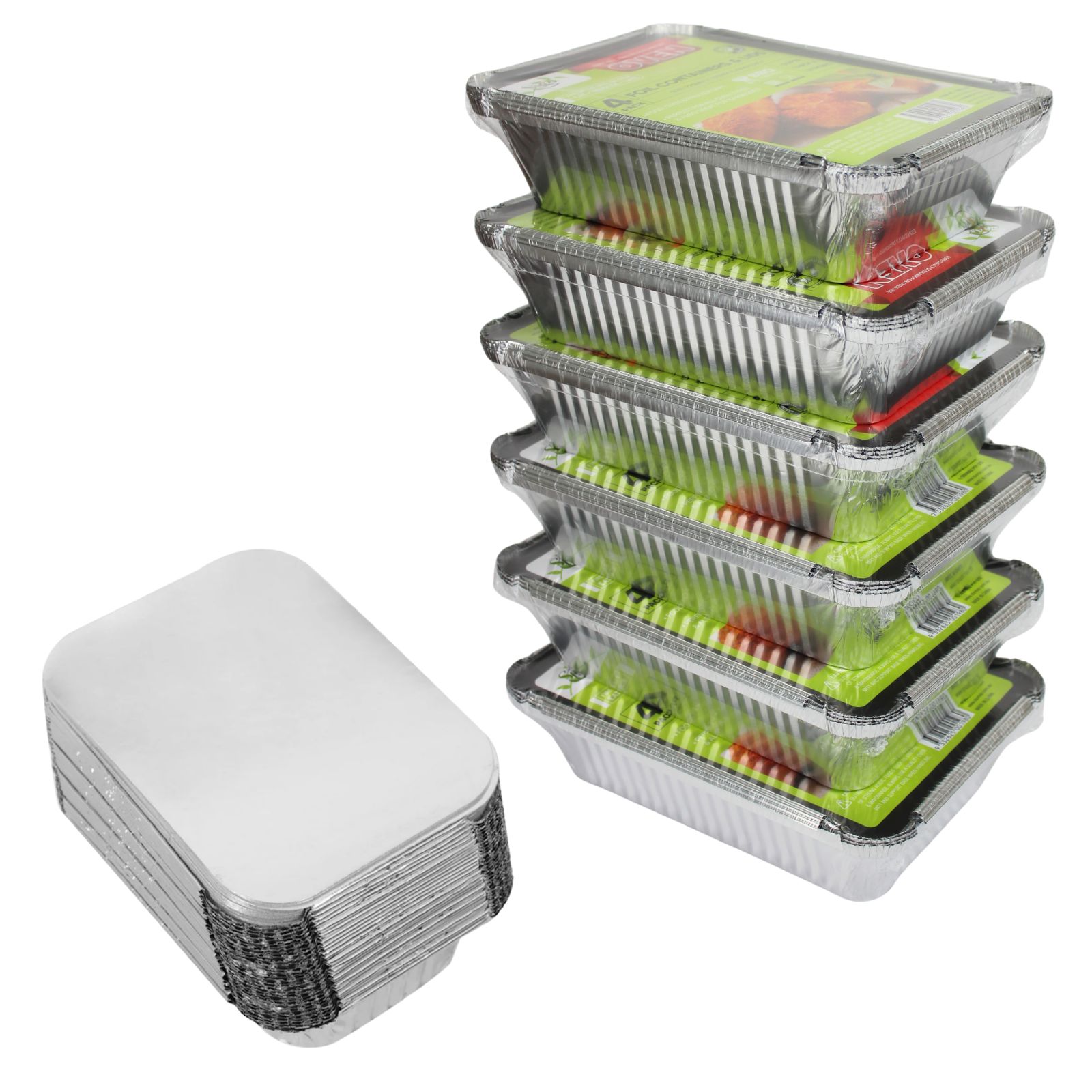 Foil Trays with Lids 22.5cm x 16.5cm x 4.8cm (Bulk Pack of 120)