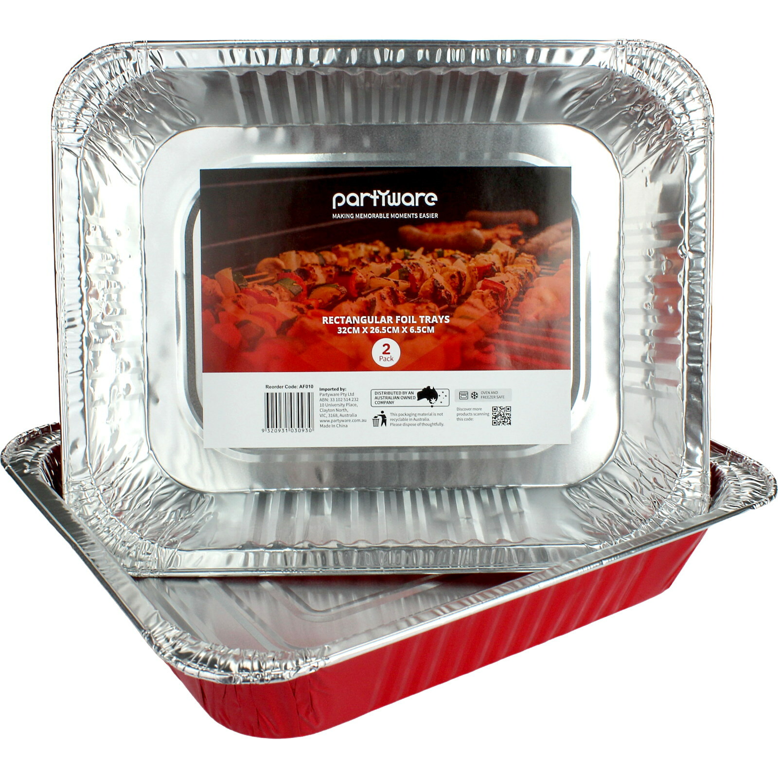 Red Foil Trays 32cm x 26.5cm x 6.5cm Pack of 2 Storage and Containers Catering Kitchen Party Food and Decor Supplies Discount Party Supplies Discount Party Supplies