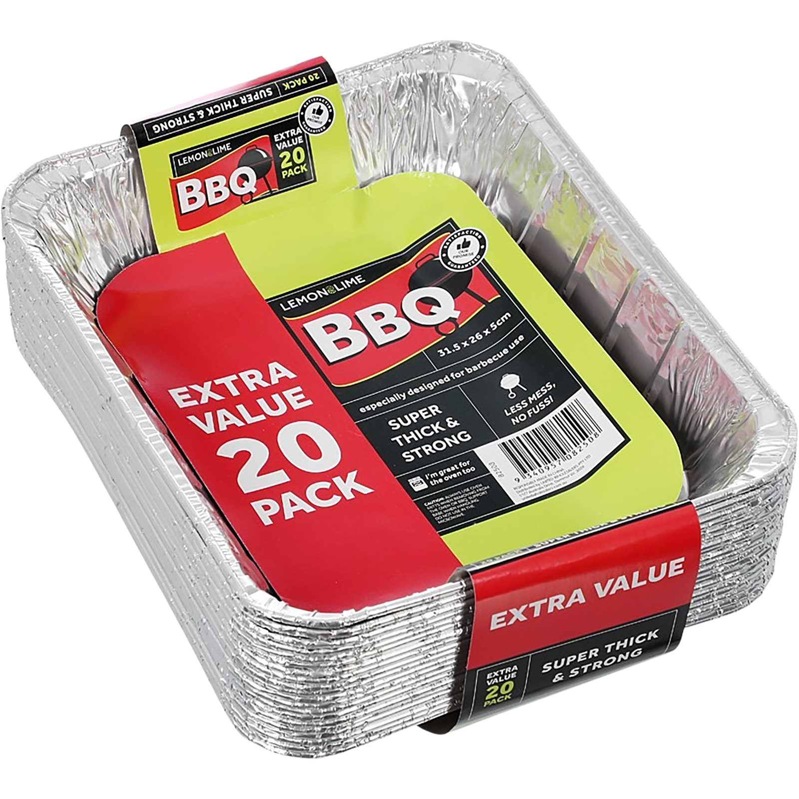 Foil BBQ Trays 31.5cm x 26cm x 5cm Pack of 20 Discount Party Supplies Discount Party Supplies