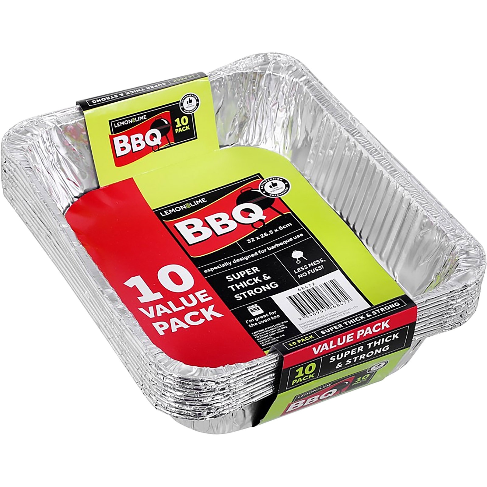 Foil BBQ Trays 32cm x 26.5cm x 6cm (Pack of 10) 