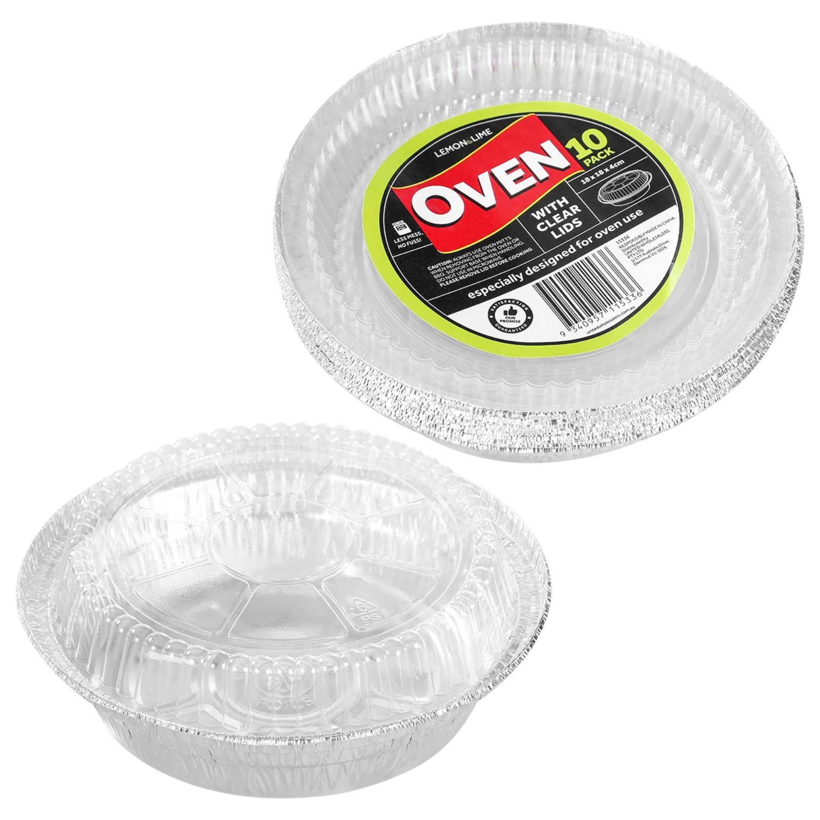 Round Foil Oven Trays with Clear Lids 18cm x 4cm (Pack of 10)  