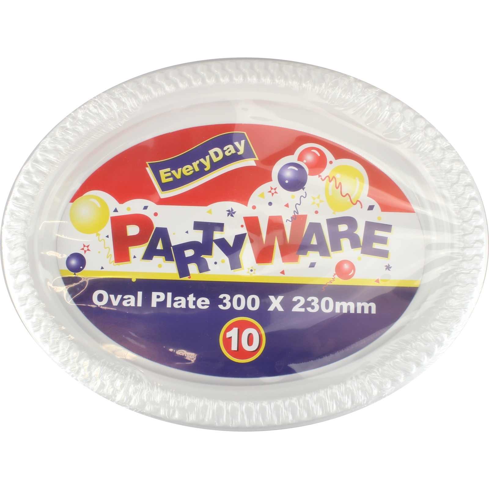 White Large Oval Plastic Plates (Pack of 10)