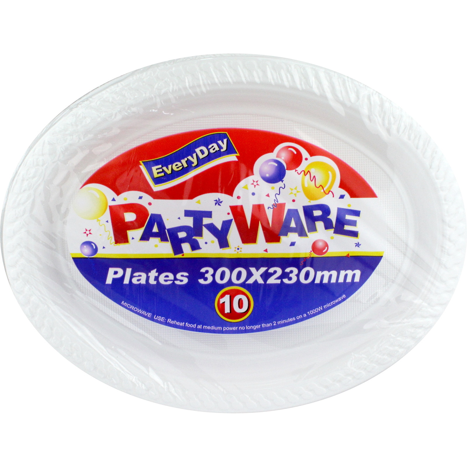 White Large Oval Plastic Plates 30cm x 23cm (Pack of 10)