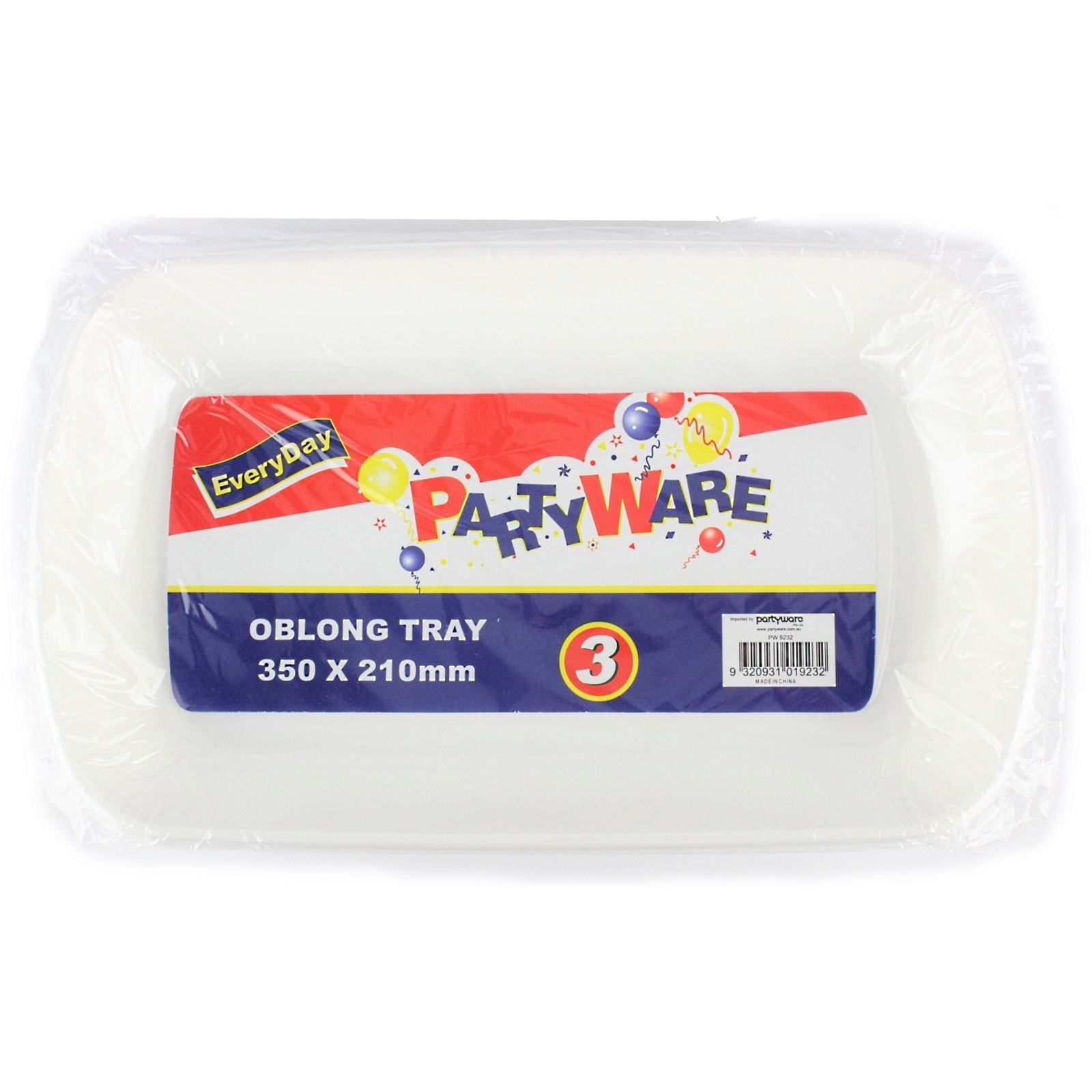Oblong Plastic Serving Trays (Pack of 3)