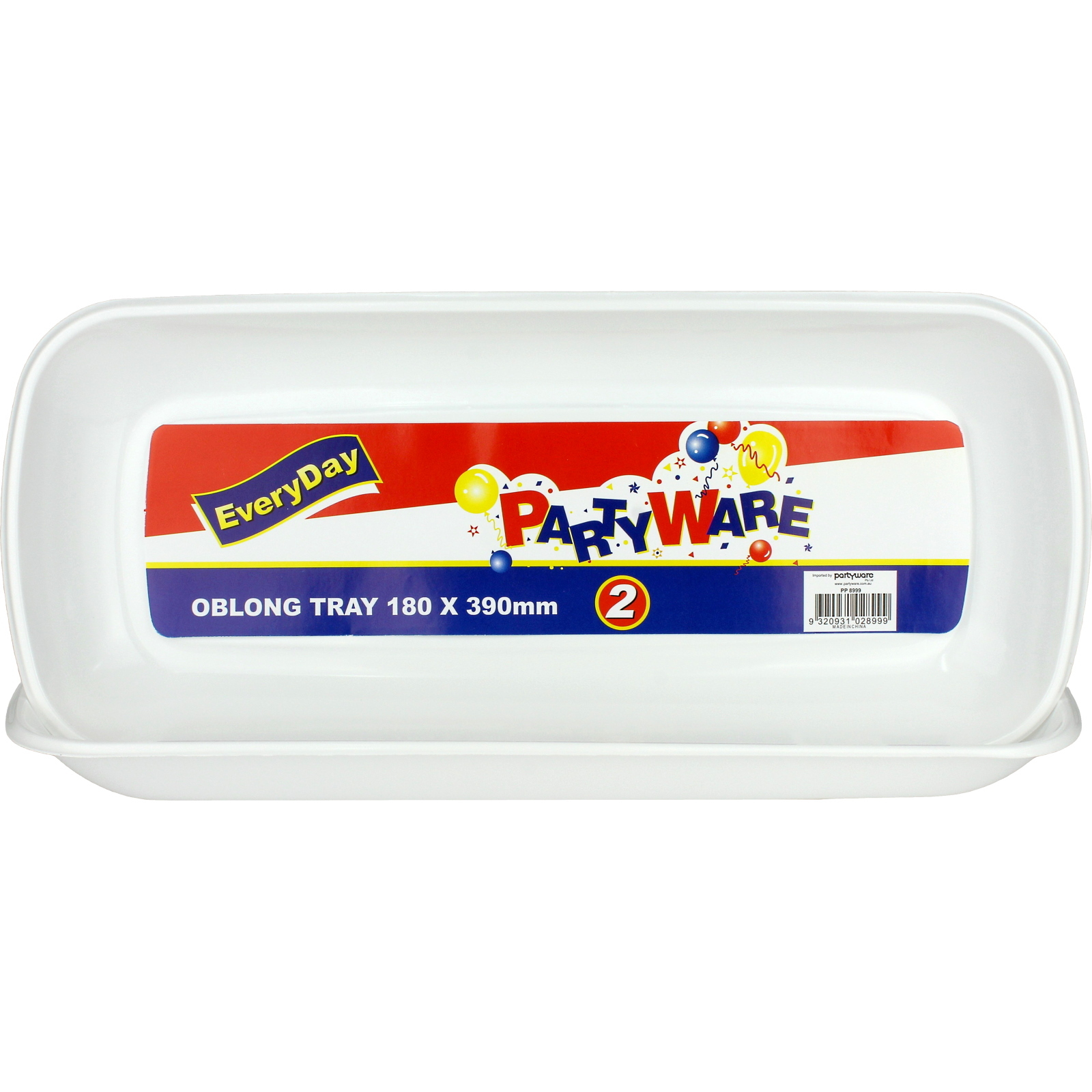 Oblong Plastic Serving Trays 180mm x 390mm (Pack of 2)