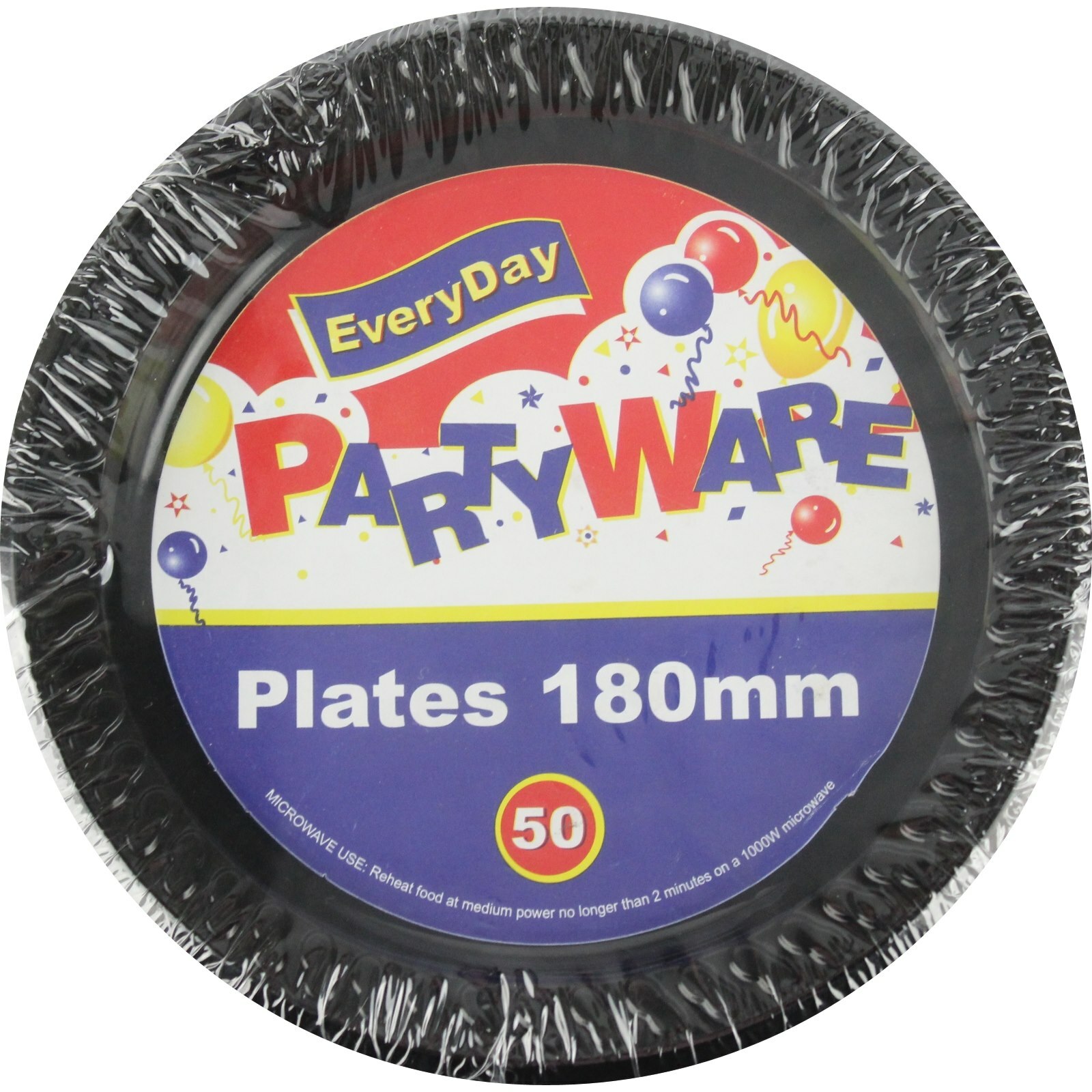 Black Small Plastic Plates (Bulk Pack of 50)