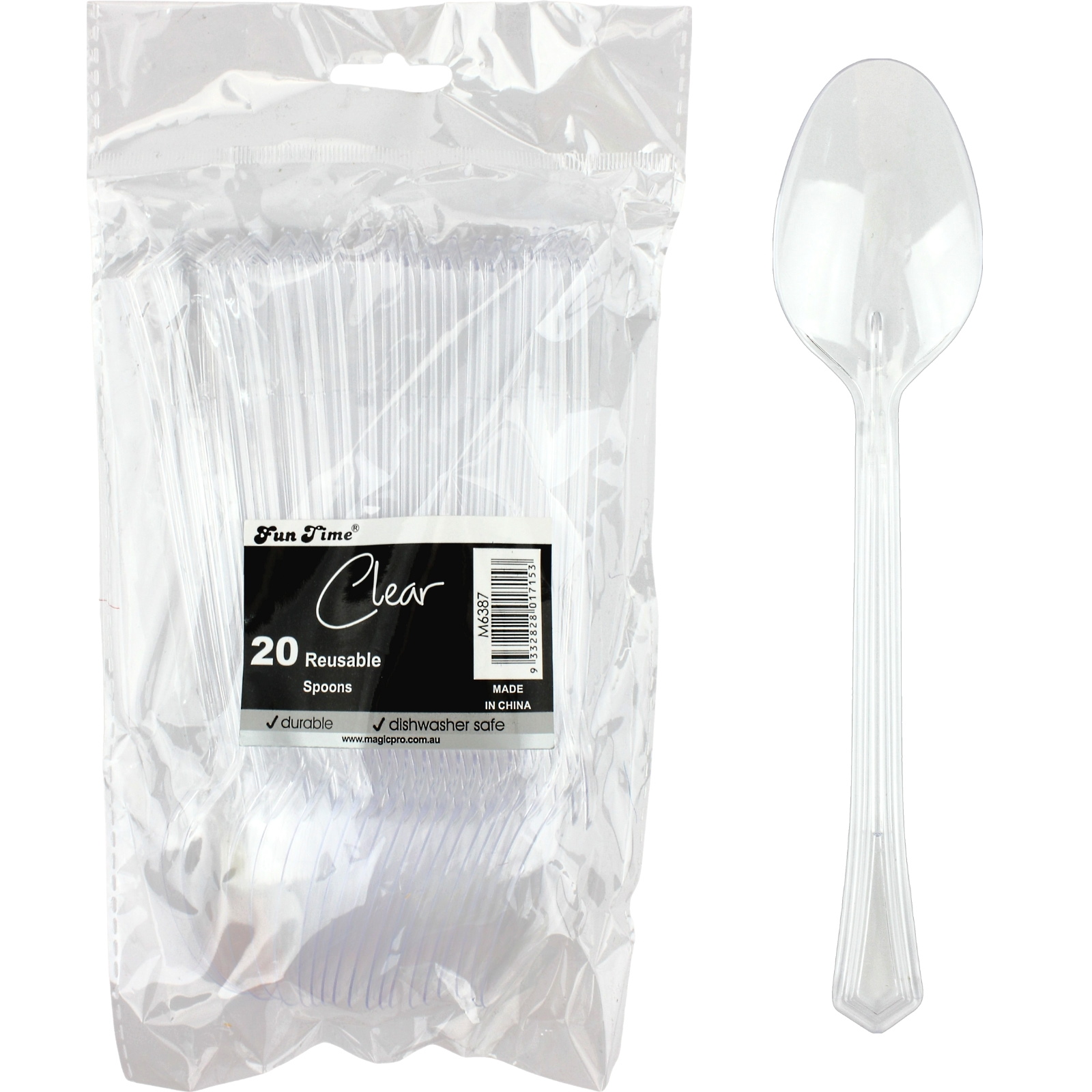Clear Reusable Plastic Spoons (Pack of 20)