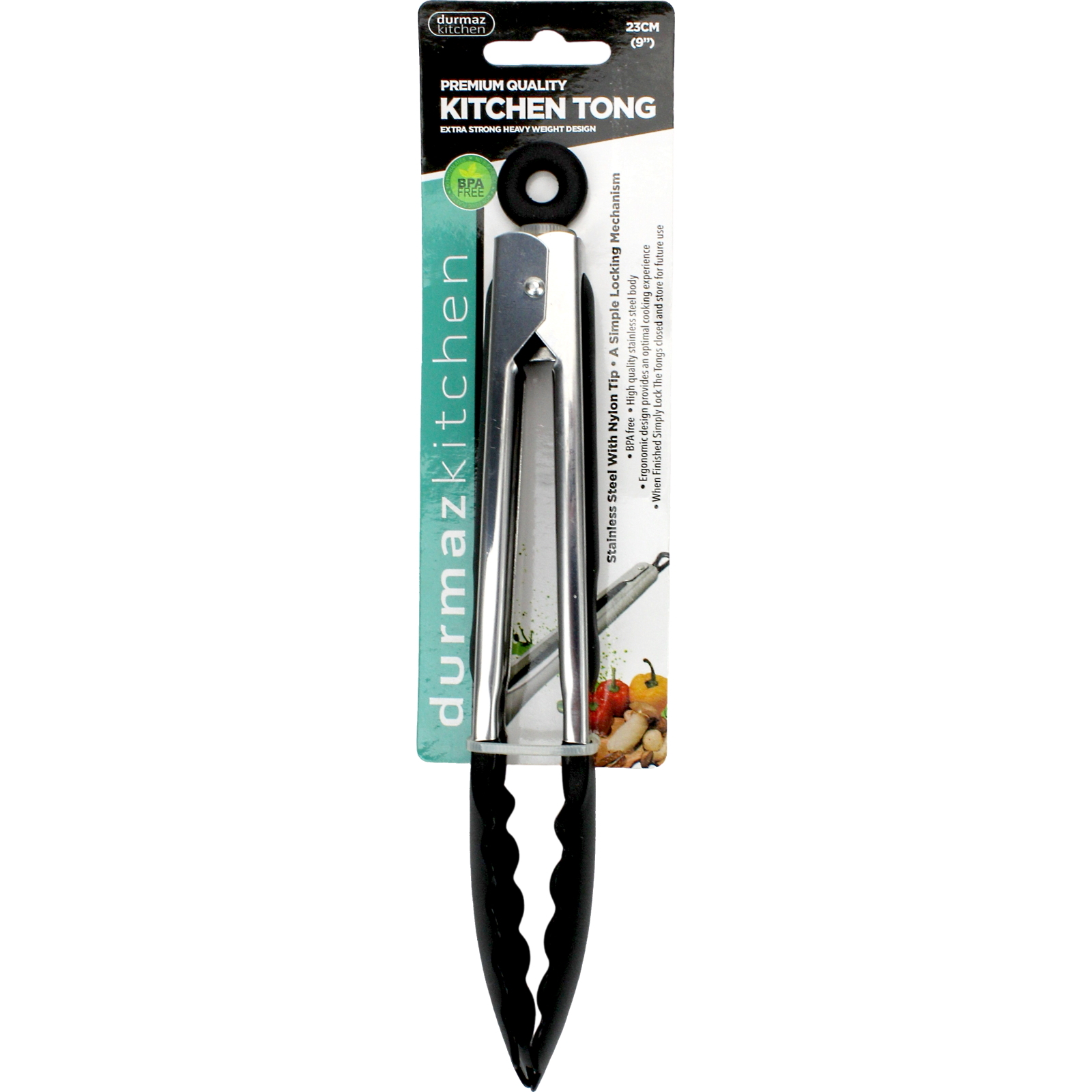 Stainless Steel & Nylon Kitchen Tongs