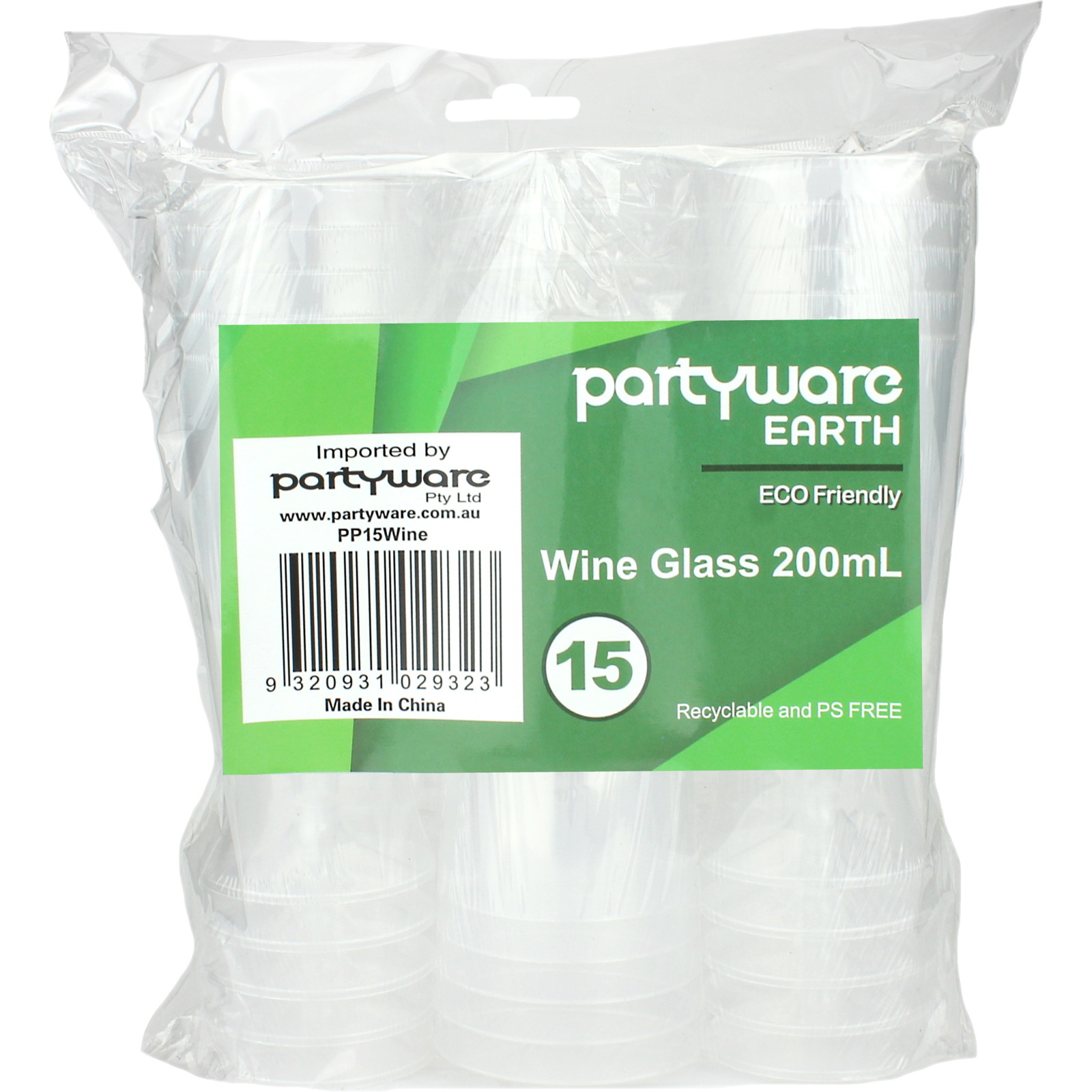 Eco Friendly Clear Plastic Wine Glasses (Pack of 15) Discount Party
