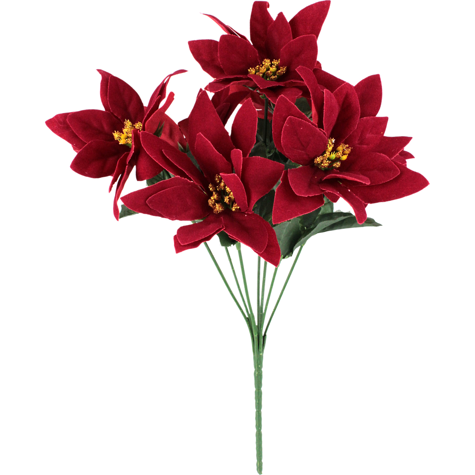 Artificial Christmas Poinsettia Flowers (1 Bouquet)  