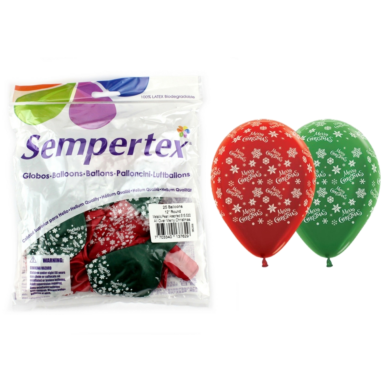 Sempertex Merry Christmas Snowflakes Balloons (Pack of 25)