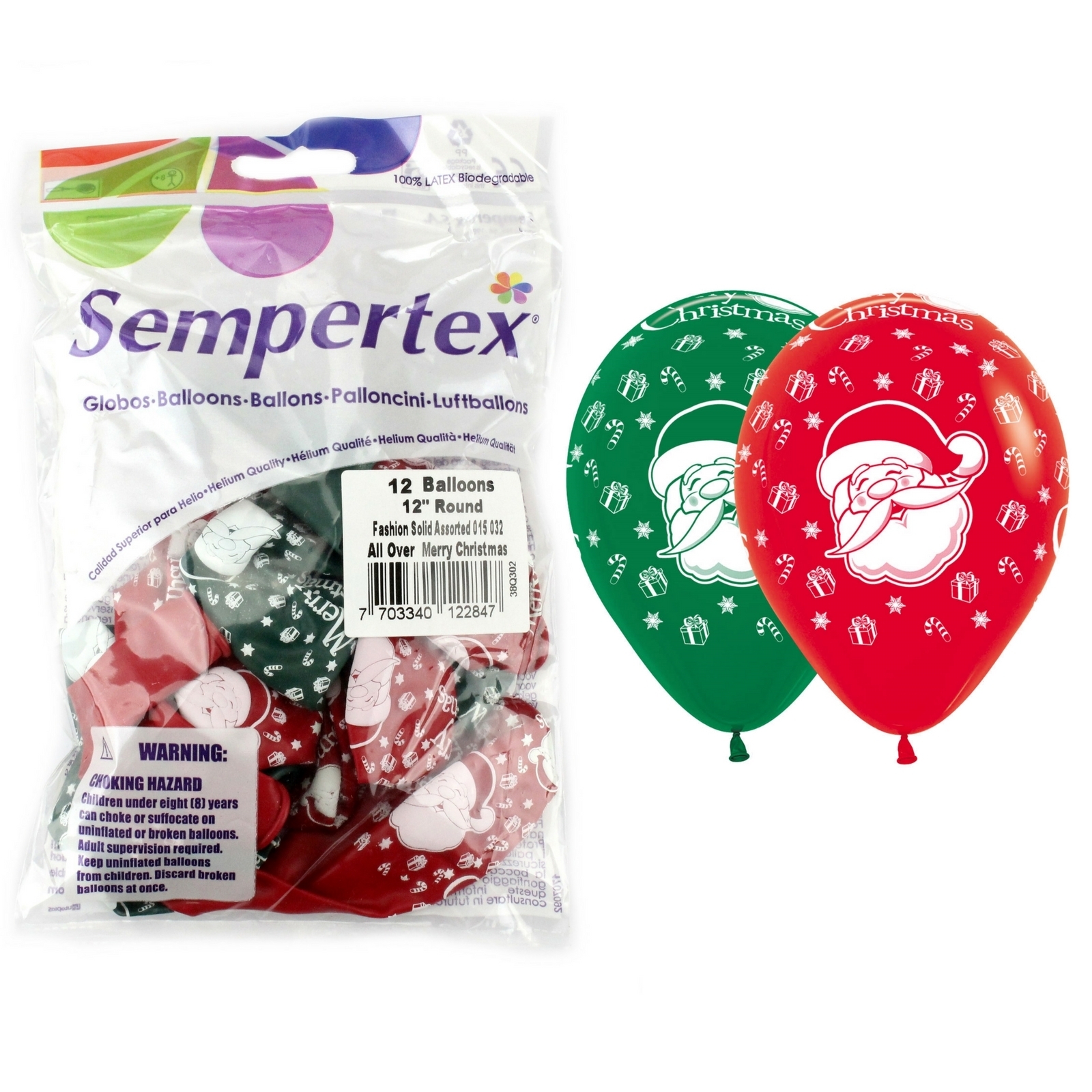 Merry Christmas Santa Balloons (Pack of 12)