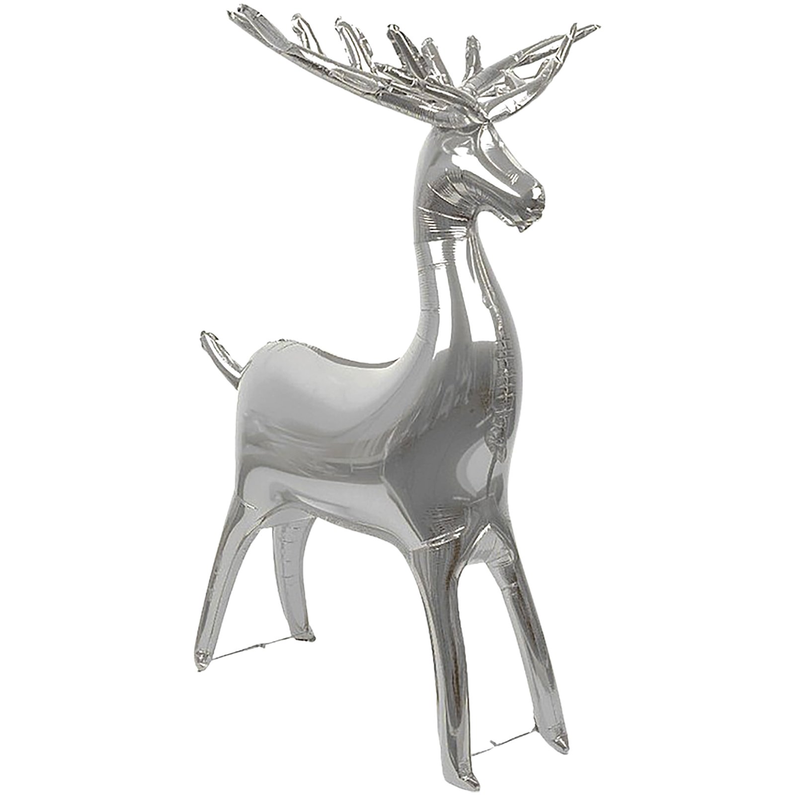 Silver Reindeer Standing Air Fill Foil Balloon 100cm 