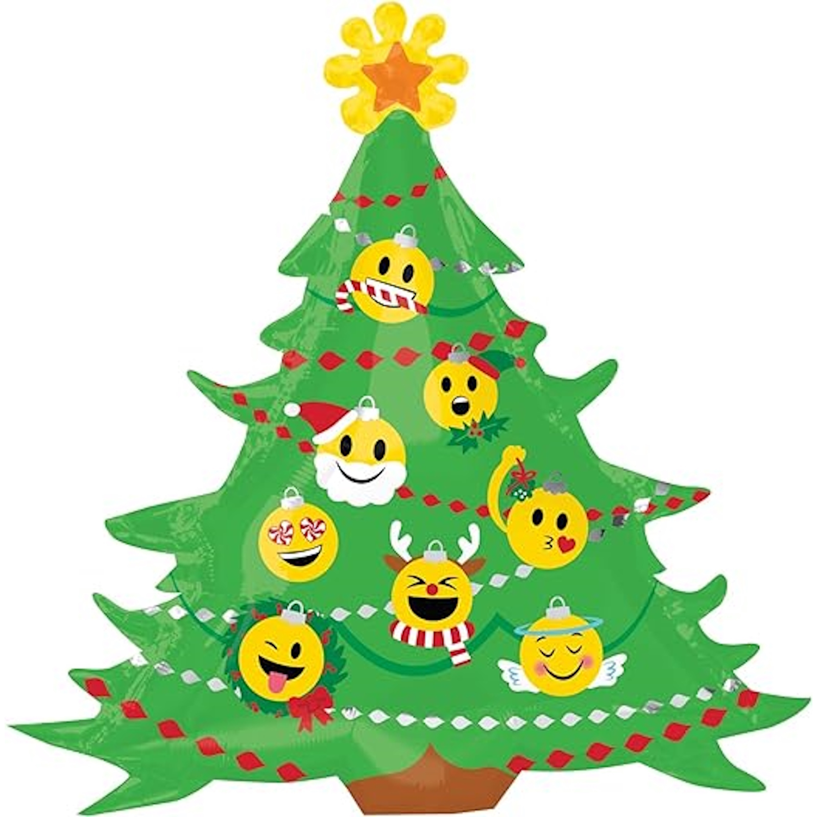 Shape Emoji Christmas Tree Smiley Faces Foil Balloon