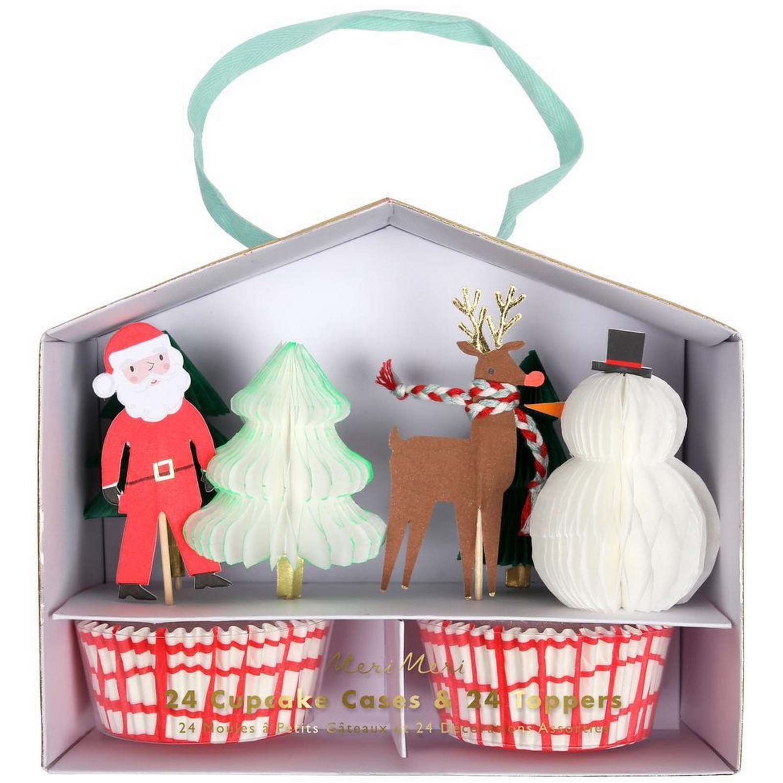 Meri Meri Santa and Reindeer Cupcake Decorating Kit (Set of 24)