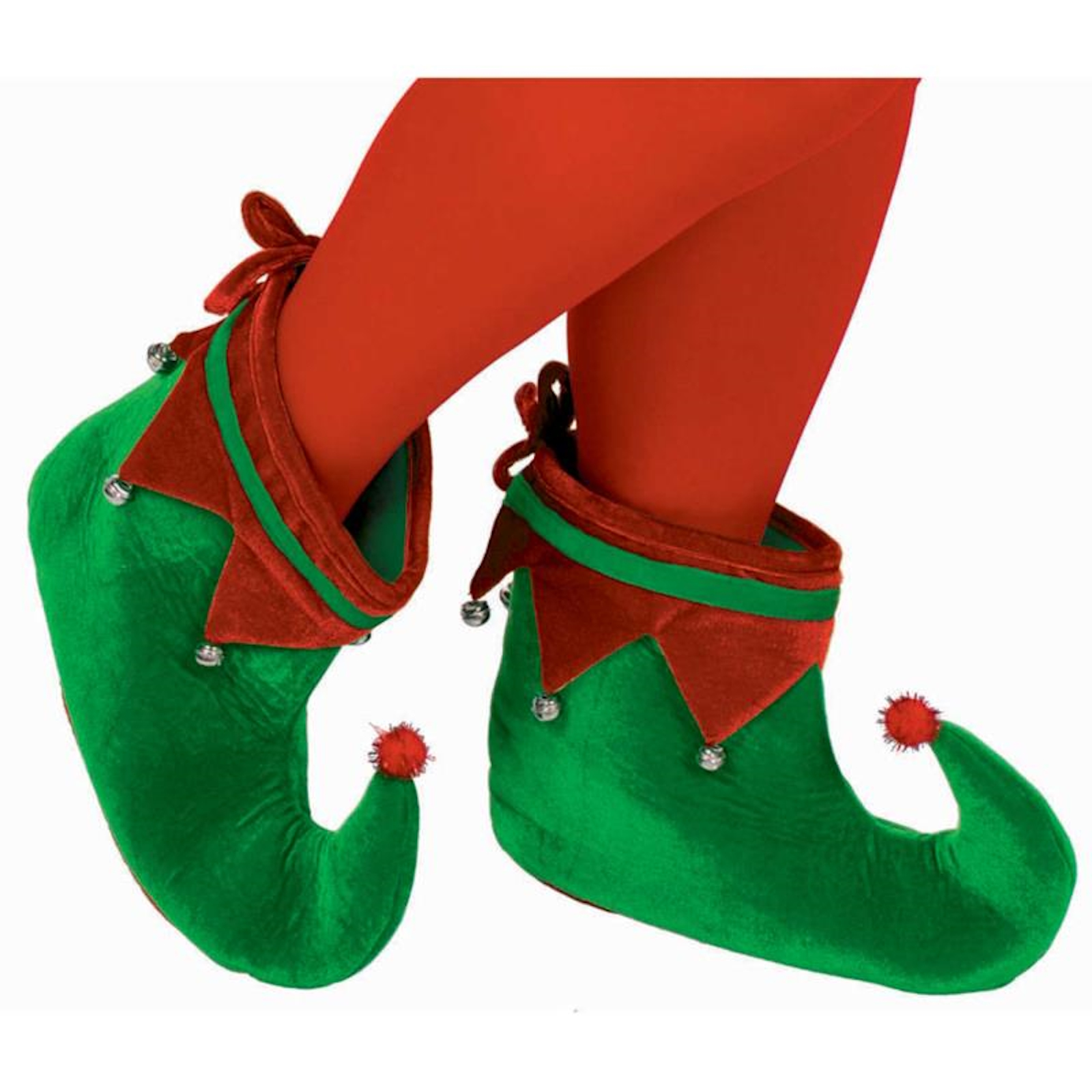 Green & Red Elf Shoes with Jingle Bells