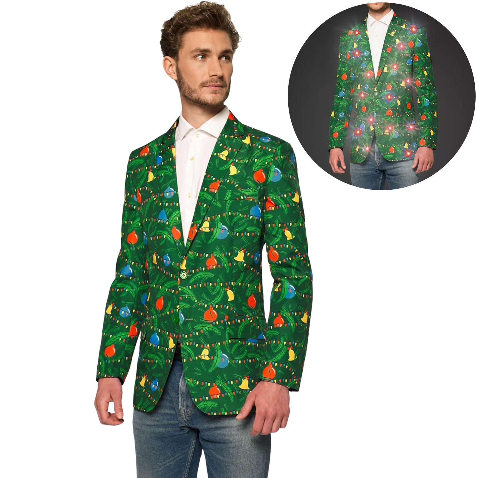 Suitmeister Men's Christmas Tree Light Up Jacket Small 