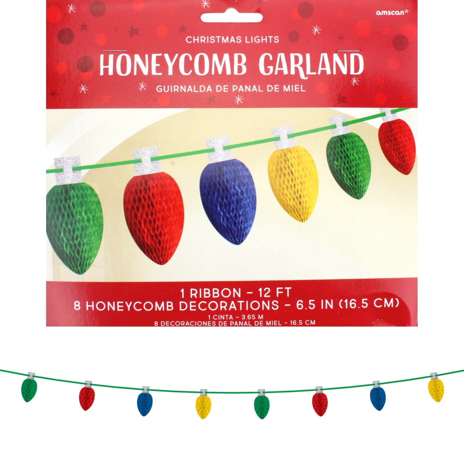 Christmas Lights Honeycomb Garland
