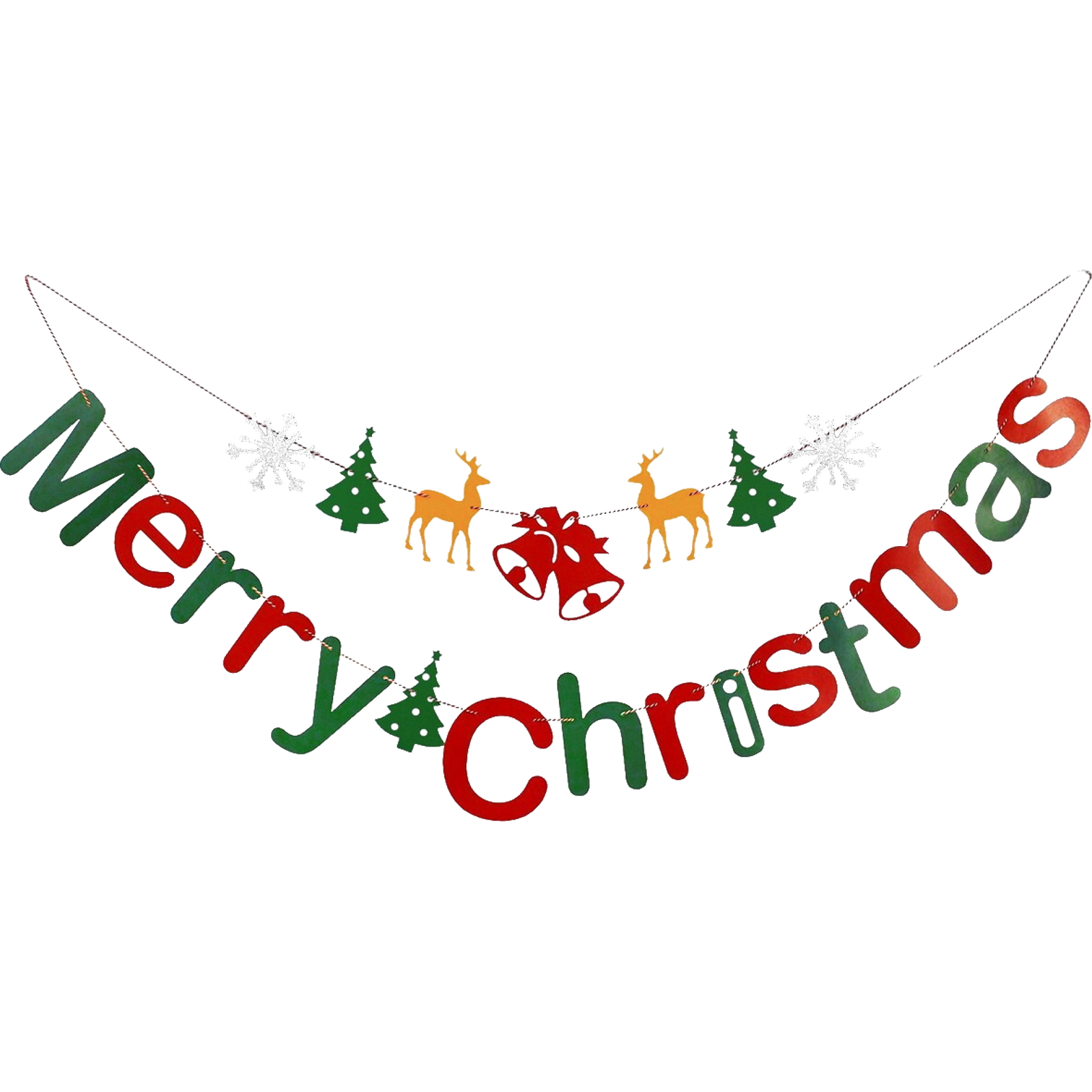 Red & Green Merry Christmas Letter Banner