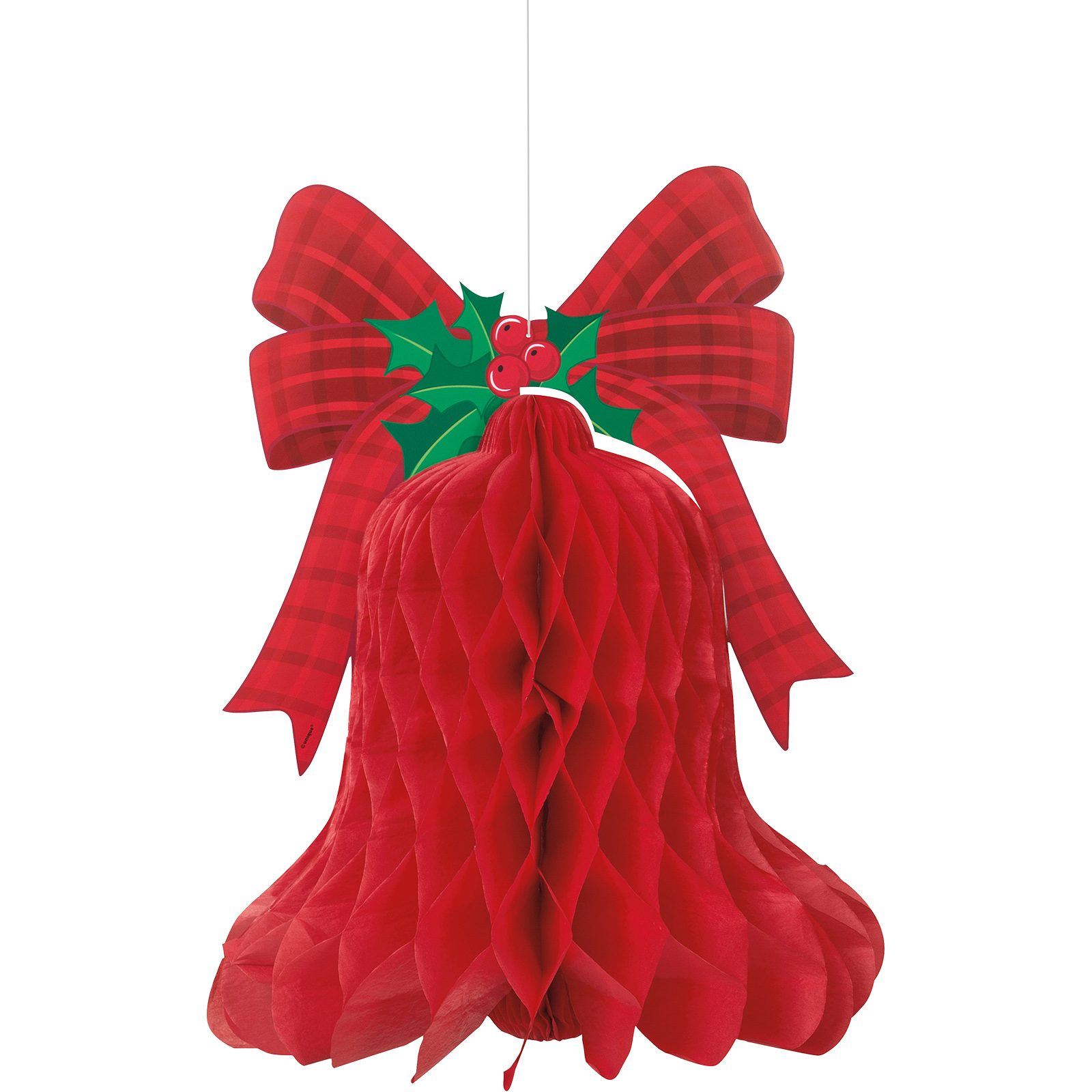 Red Christmas Bell Honeycomb Hanging Decoration