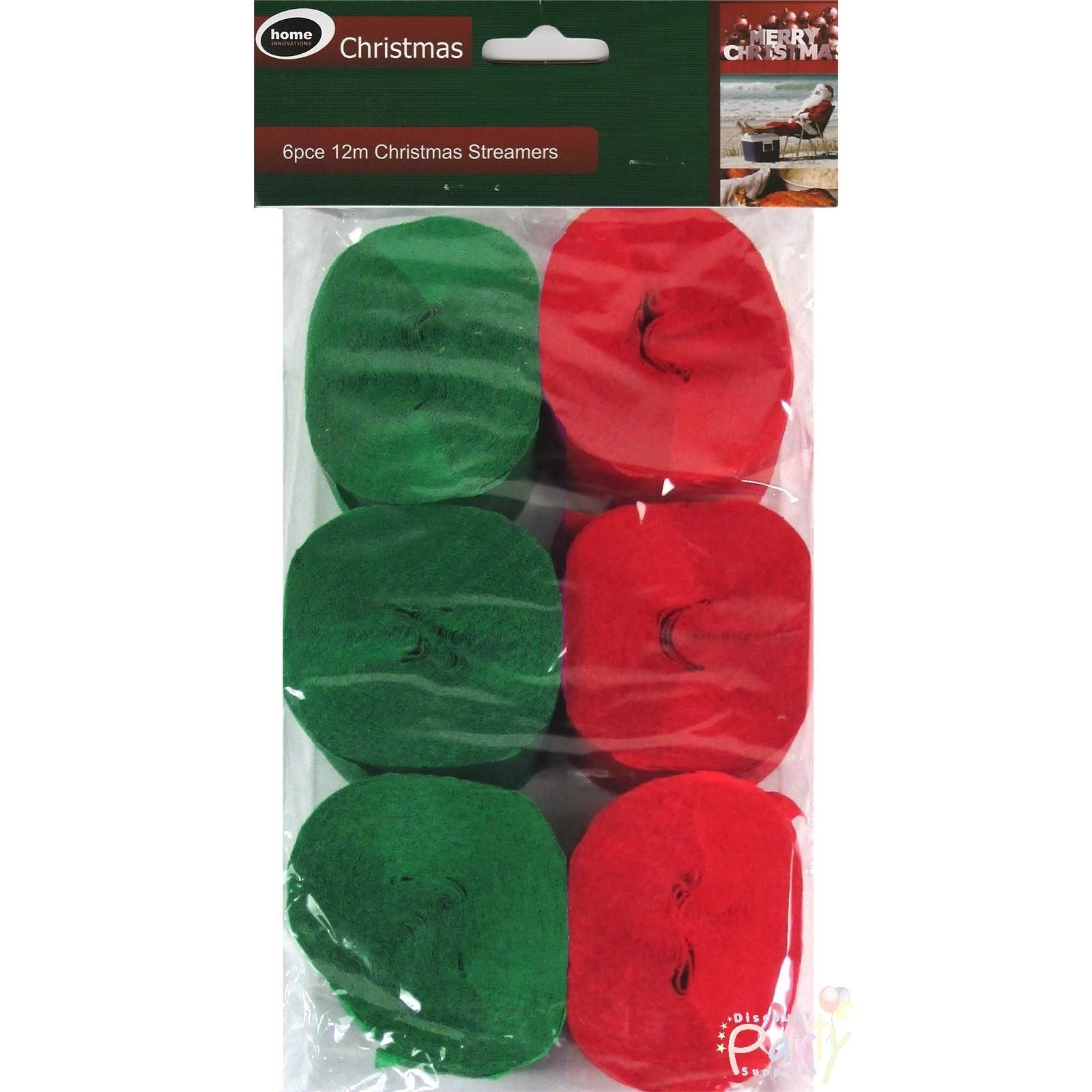 Christmas Crepe Streamers (Pack of 6)