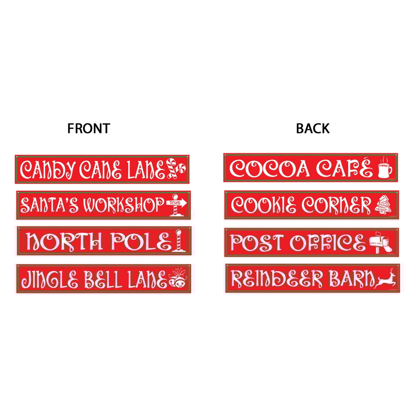 North Pole Street Sign Decorations (Pack of 4)