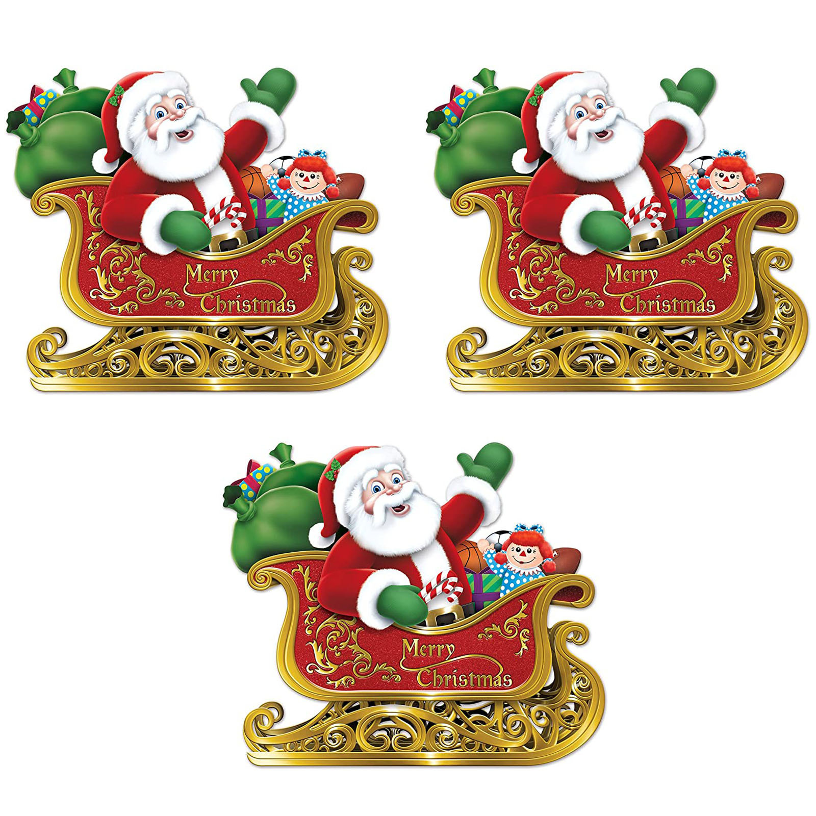 Santa in Sleigh Cutout Decoration