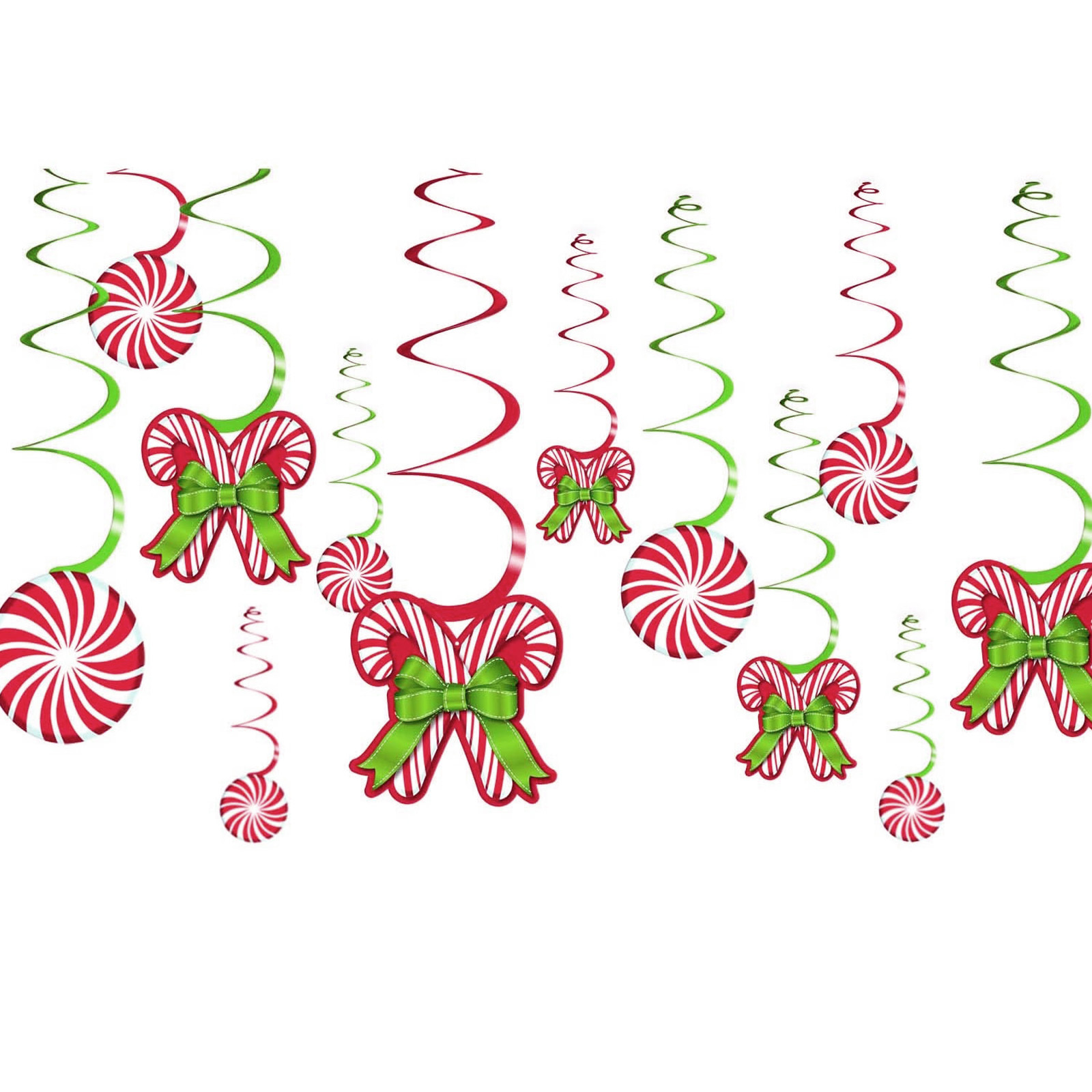 Christmas Candy Cane Swirl Decorations (Pack of 12)