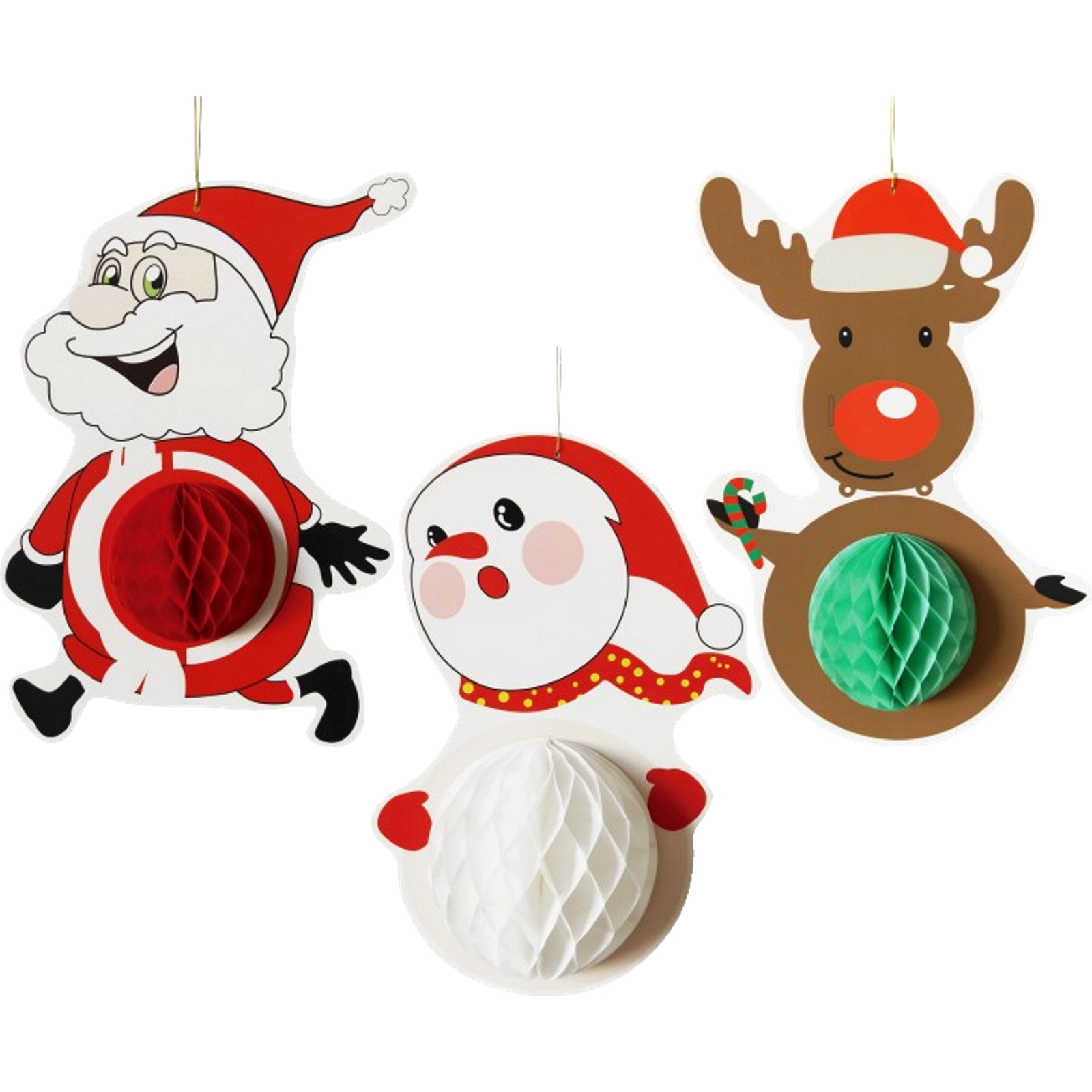 Christmas Honeycomb Hanging Decorations (Pack of 3)