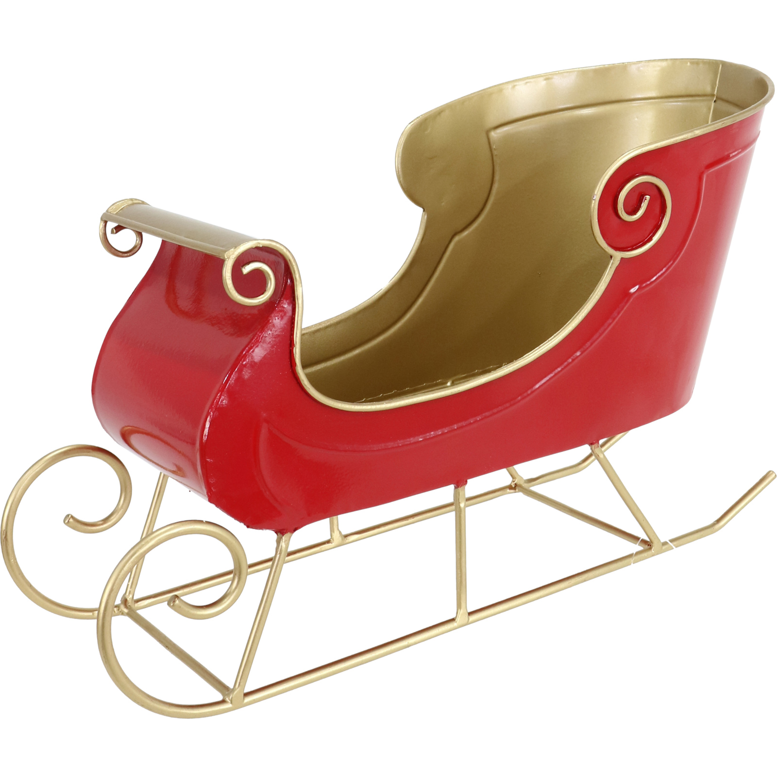 Red & Gold Metal Sleigh Decoration 33cm