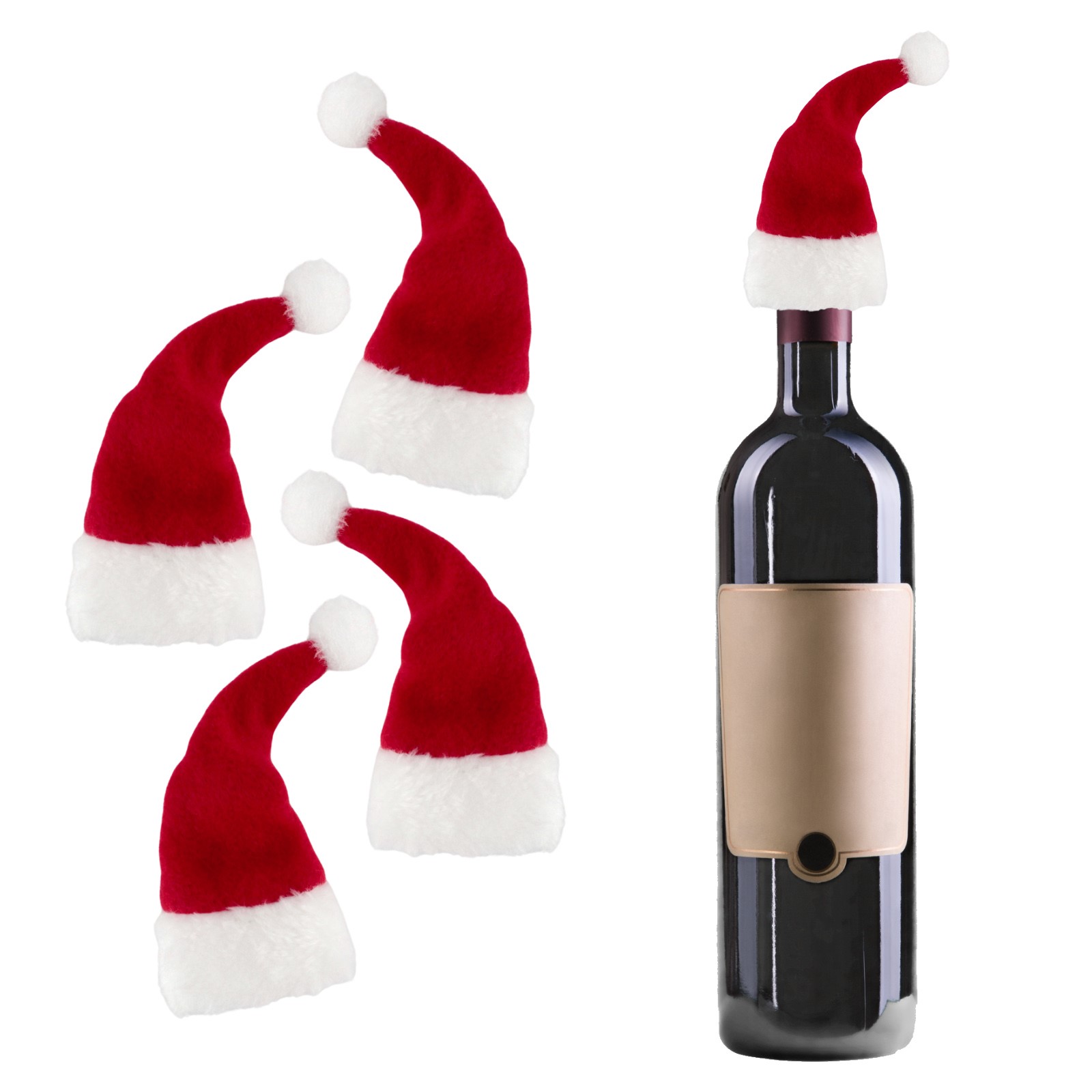 Santa Bottle Topper Hats (Pack of 4)